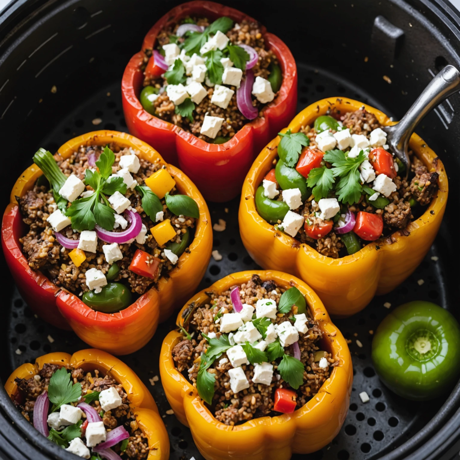 Air Fryer Greek Style Stuffed Bell Peppers