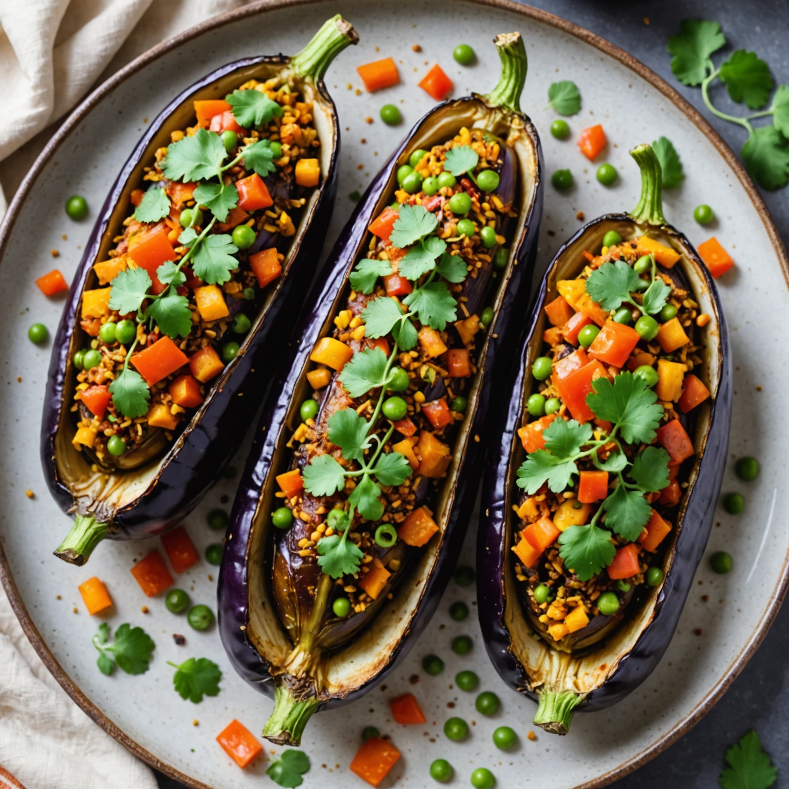 Air Fryer Indian Spiced Stuffed Eggplant