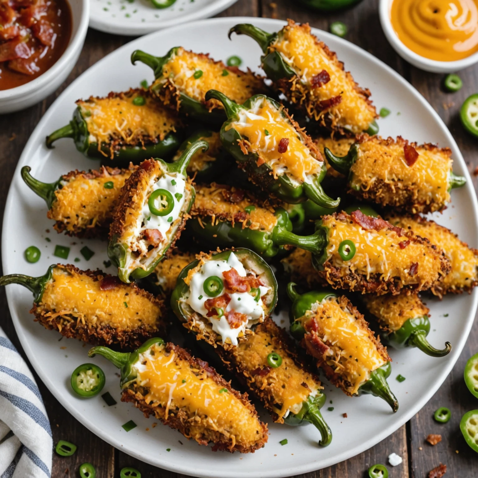 Air Fryer Crispy Stuffed Jalapeño Poppers with Cheddar and Bacon