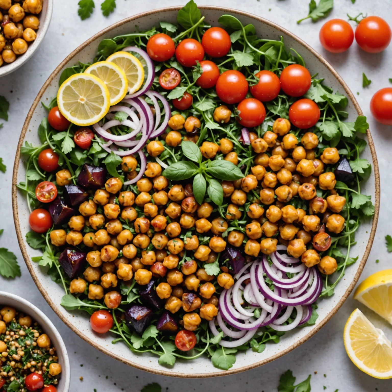 Air Fryer Za'atar Roasted Chickpea and Eggplant Salad