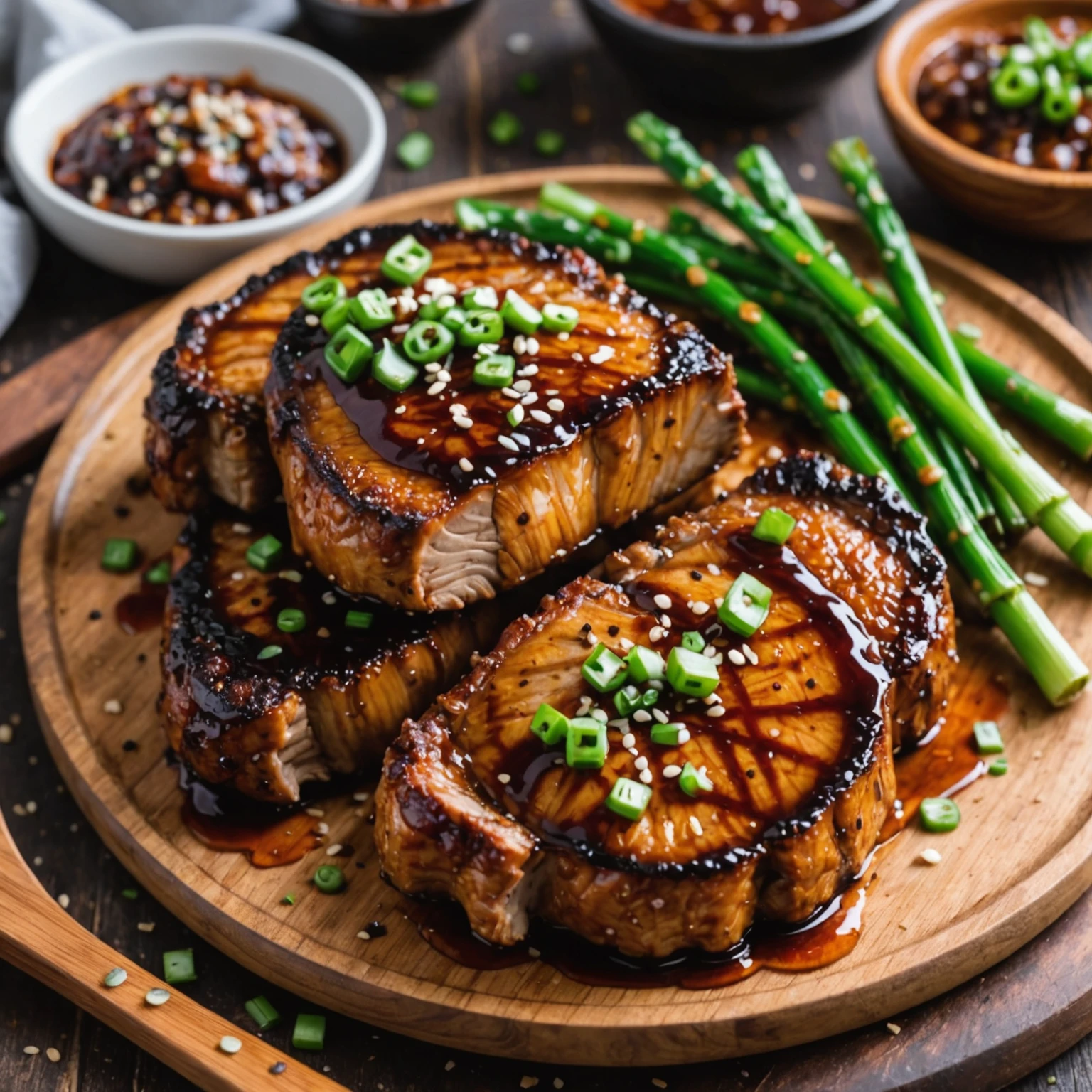 Air Fryer Sweet and Spicy Korean BBQ Glazed Pork Chops