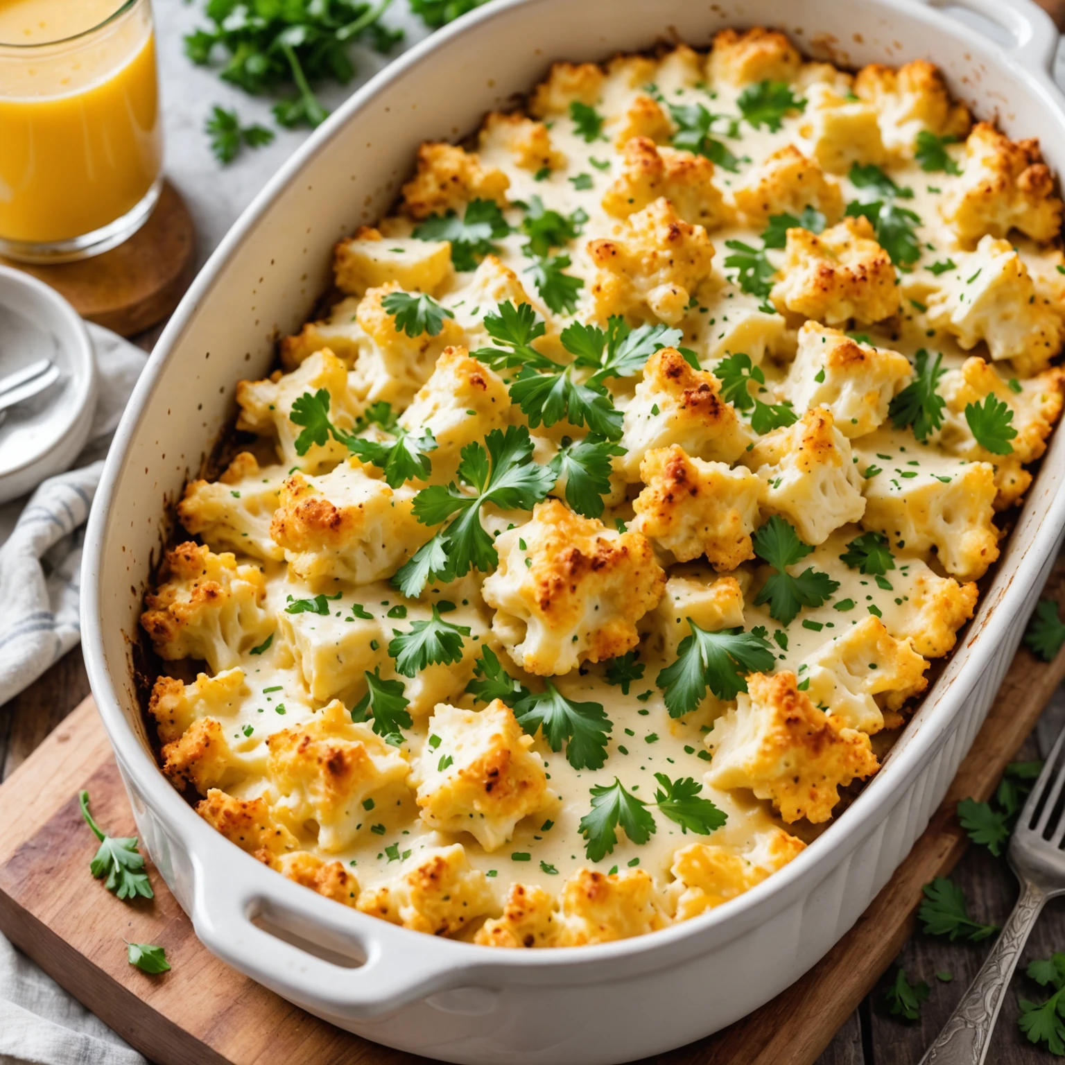 Air Fryer Low-Carb Cauliflower and Cheese Bake