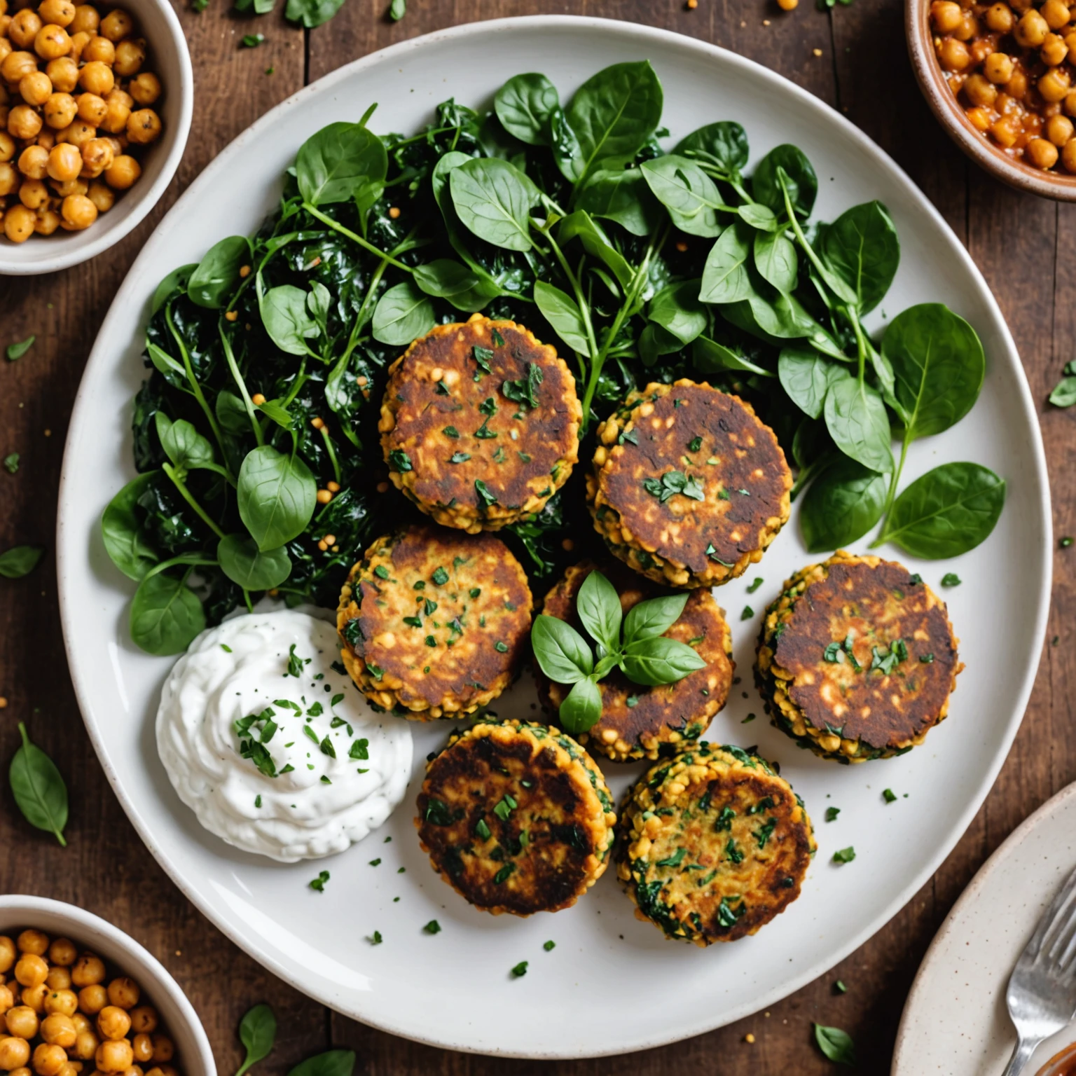 Air Fryer Savory Chickpea and Spinach Breakfast Patties