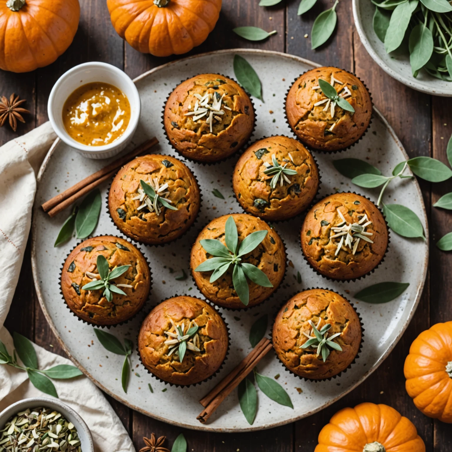 Air Fryer Spiced Pumpkin and Sage Savory Muffins