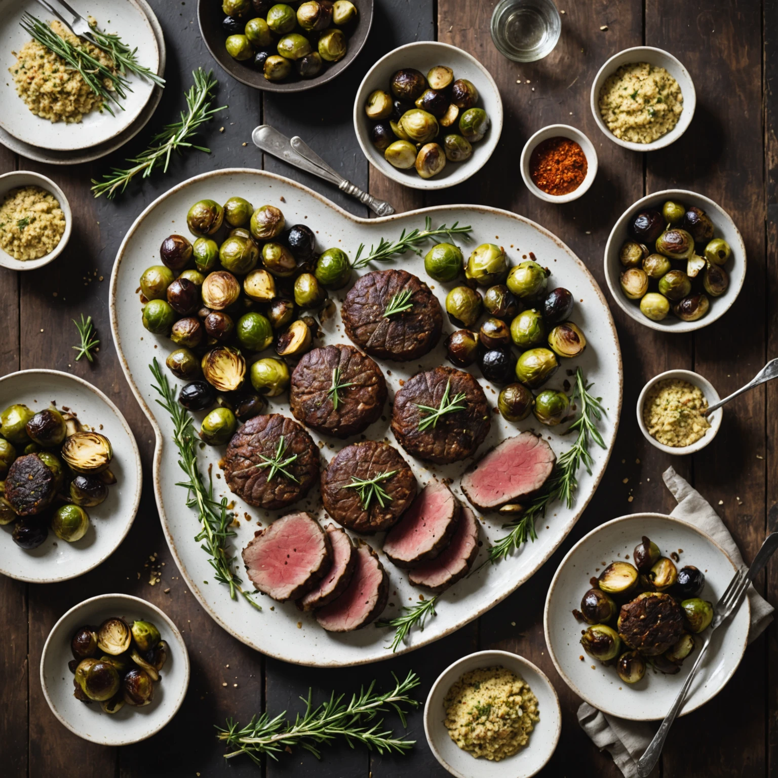 Air Fryer Paleo Herb-Crusted Venison Medallions with Garlic Roasted Brussels Sprouts