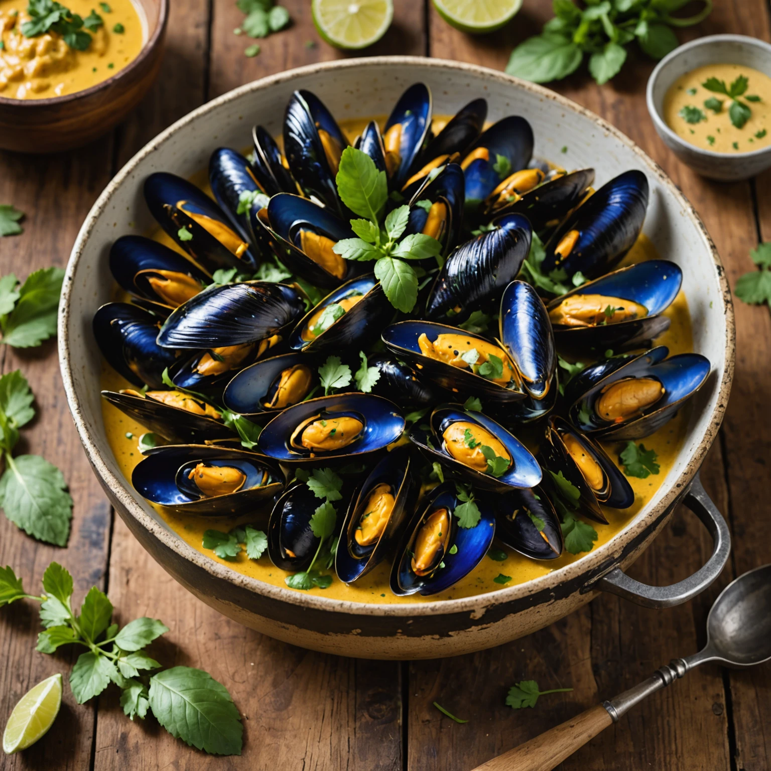 Air Fryer Coconut Curry Mussels