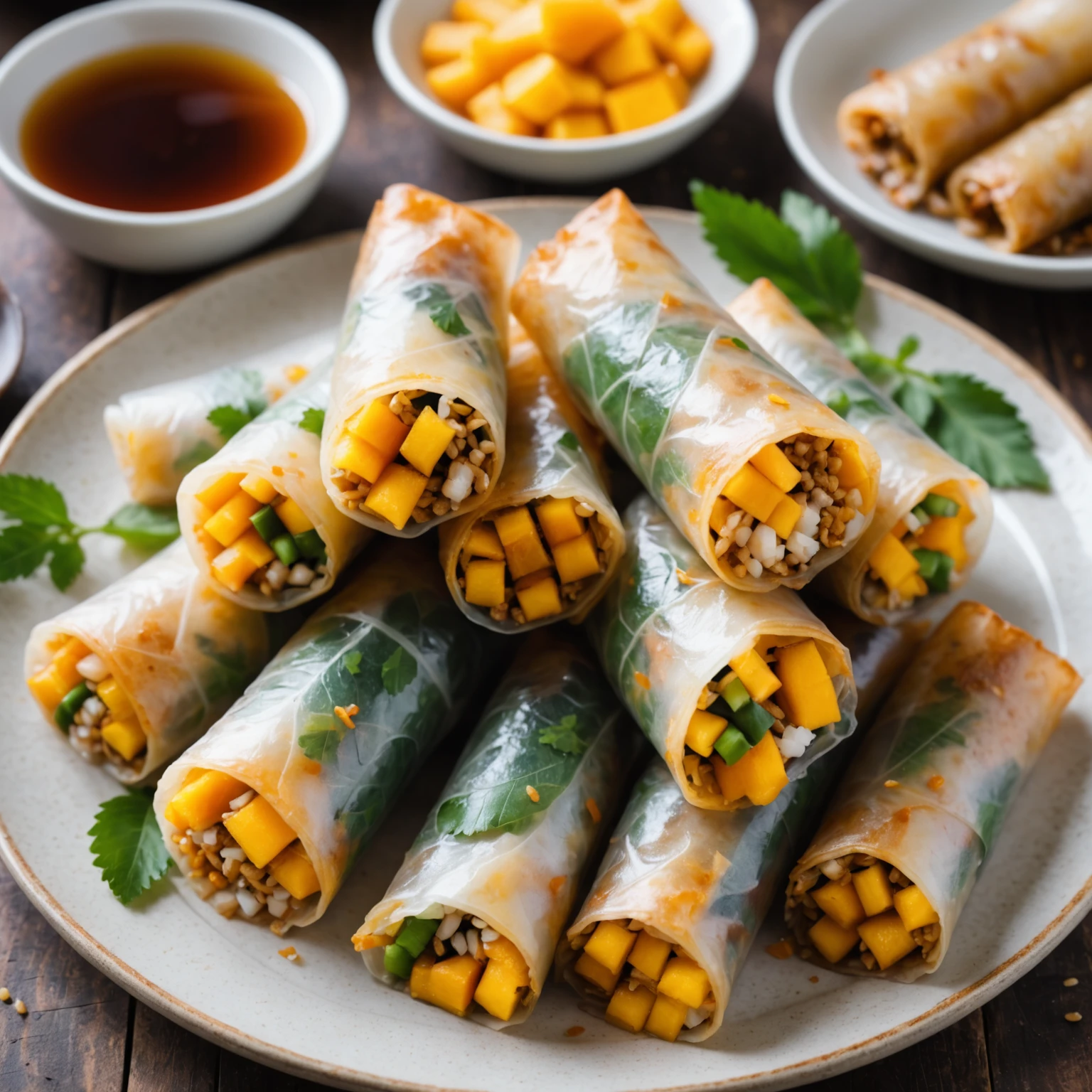 Air Fryer Thai Mango Sticky Rice Spring Rolls