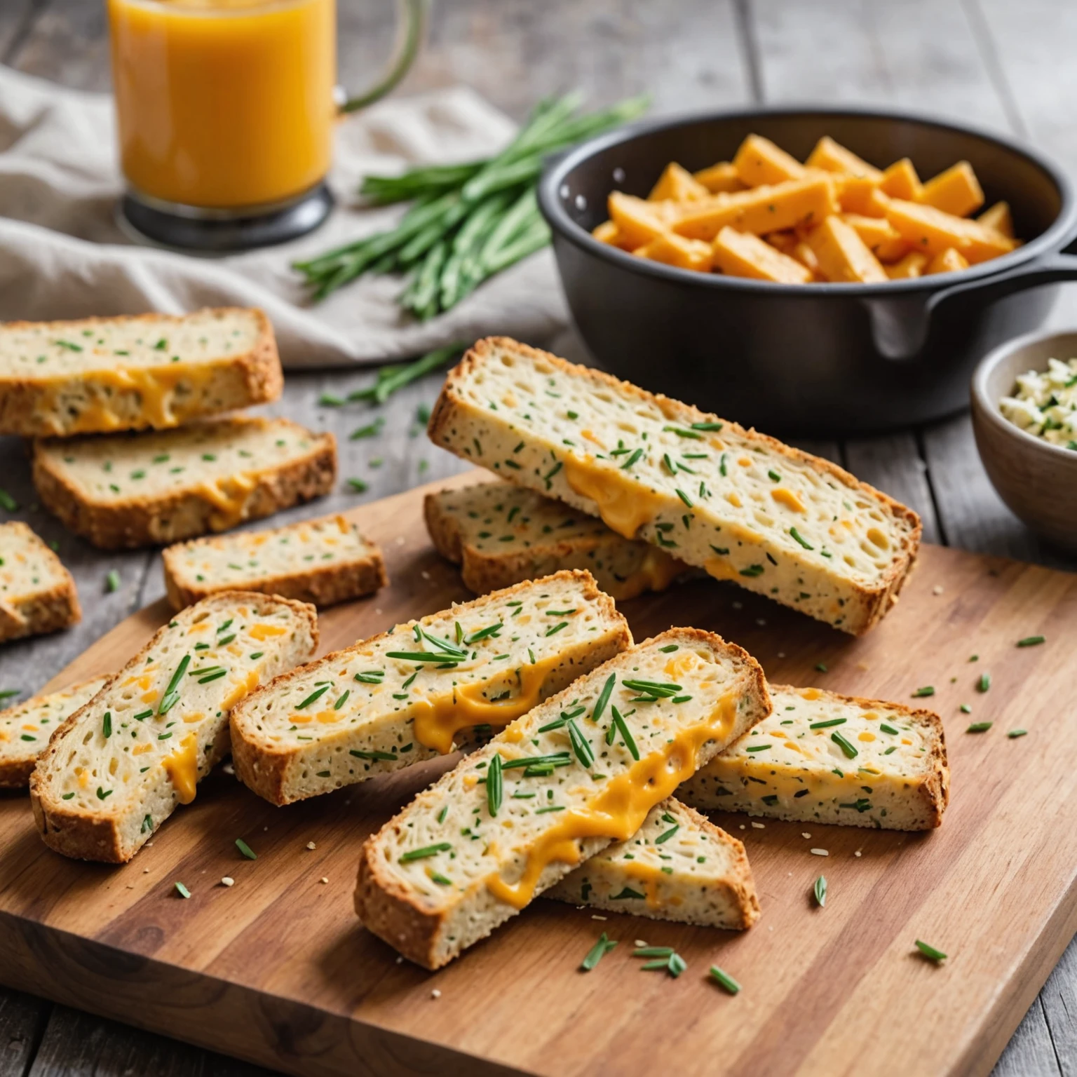 Air Fryer Savory Cheddar and Chive Biscotti