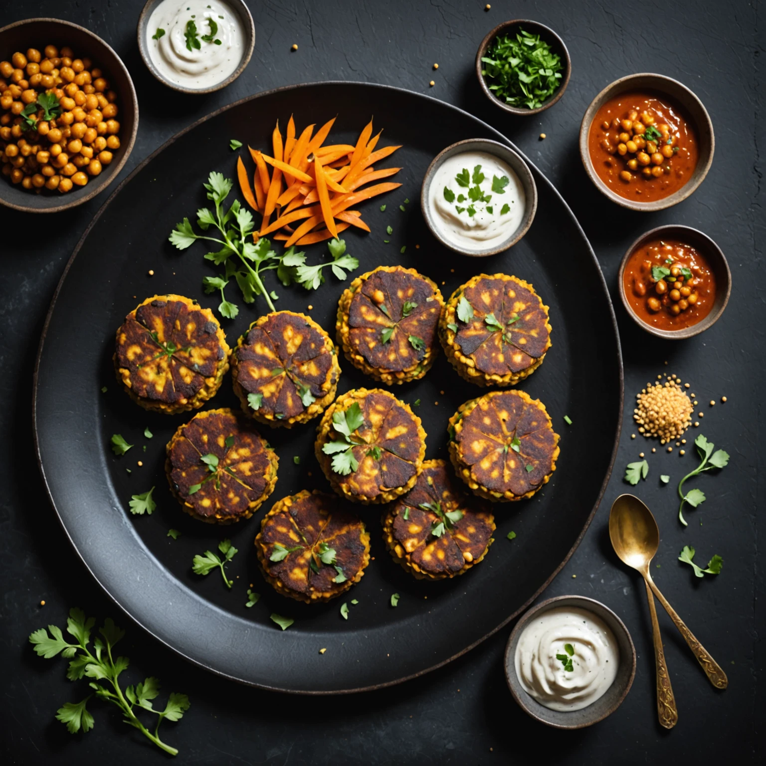 Air Fryer Spiced Moroccan Chickpea and Carrot Patties with Harissa Yogurt