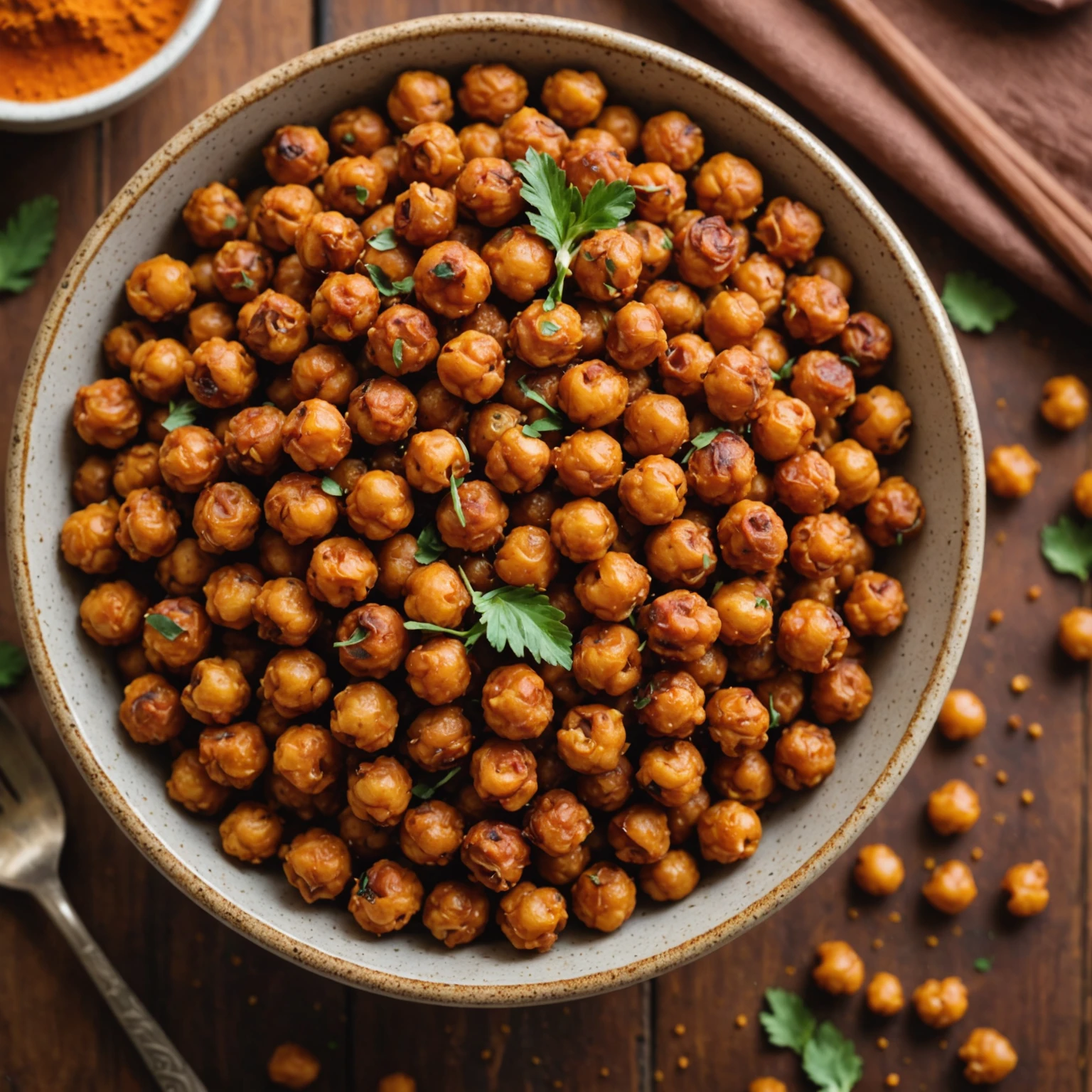Air Fryer Spicy Harissa Roasted Chickpeas