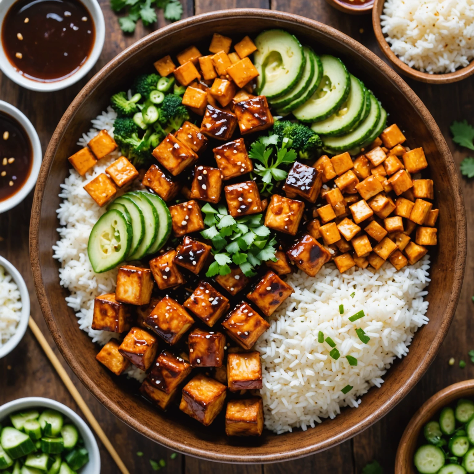 Air Fryer Sweet and Spicy Korean BBQ Tofu Bowl