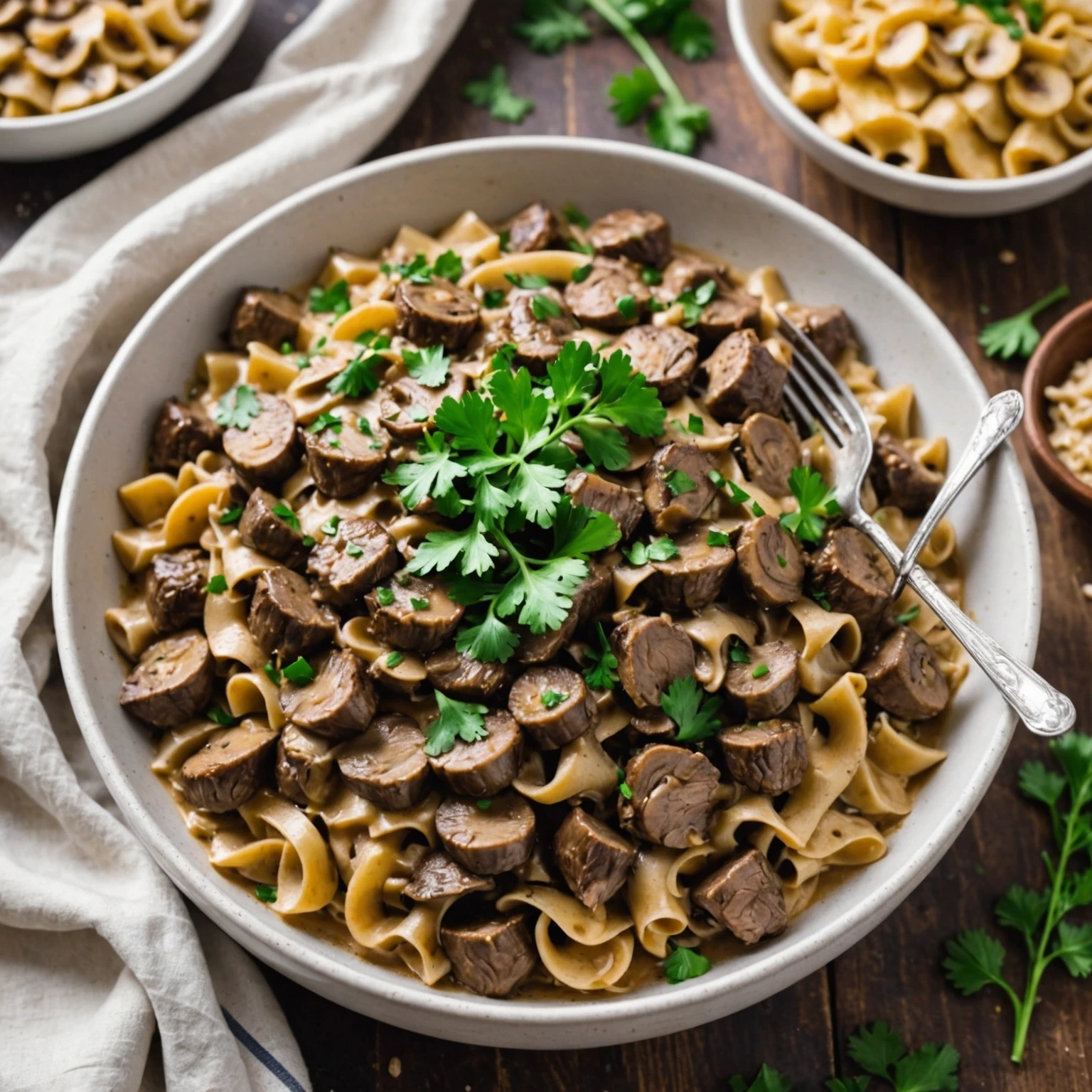 Air Fryer Ketogenic Beef Stroganoff with Mushrooms