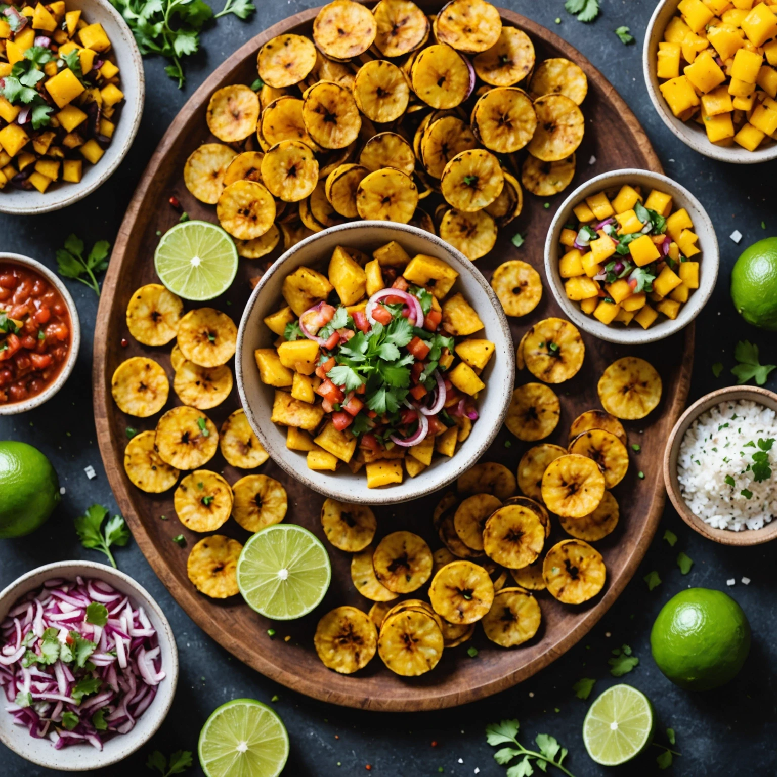 Air Fryer Sweet Caribbean Plantain Chips with Spicy Mango Salsa