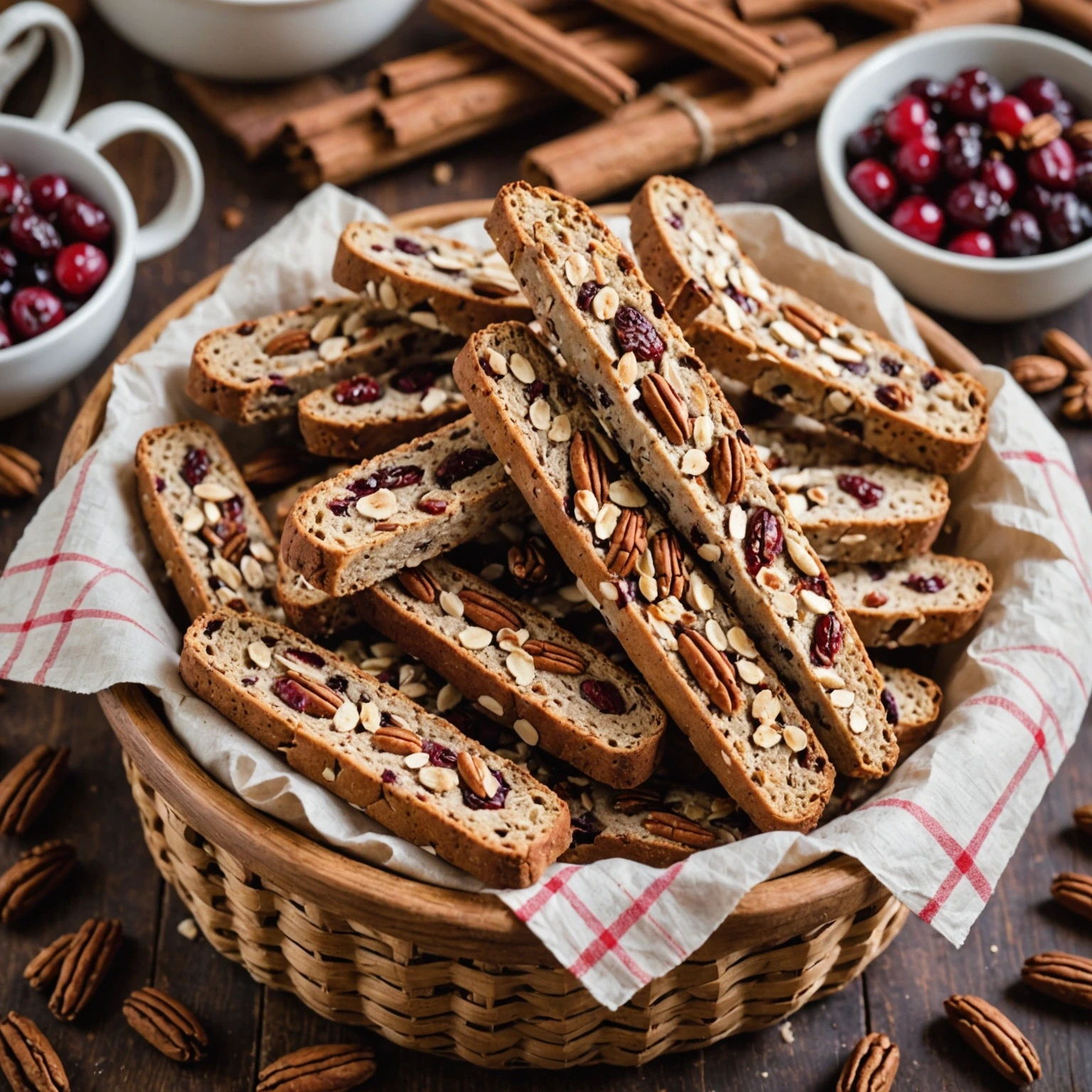Air Fryer Holiday Spiced Cranberry and Pecan Biscotti