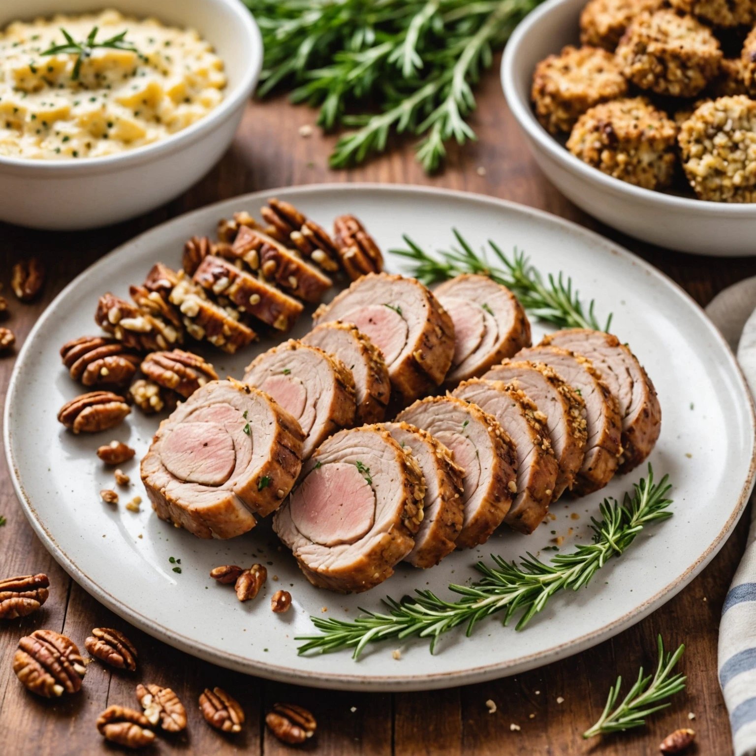 Air Fryer Crispy Pecan-Crusted Stuffed Pork Tenderloin