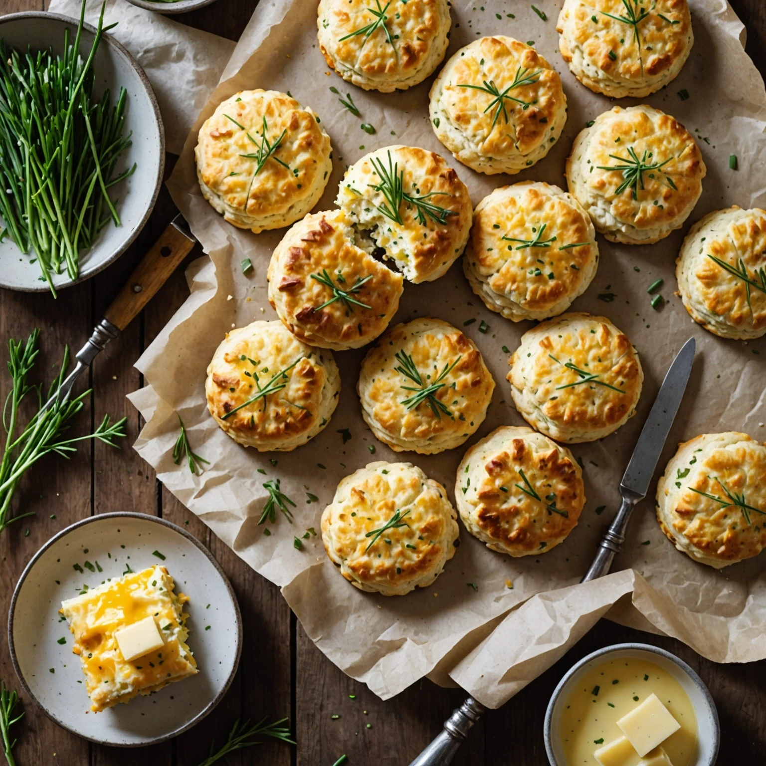 Air Fryer Savory Cheddar and Chive Biscuits