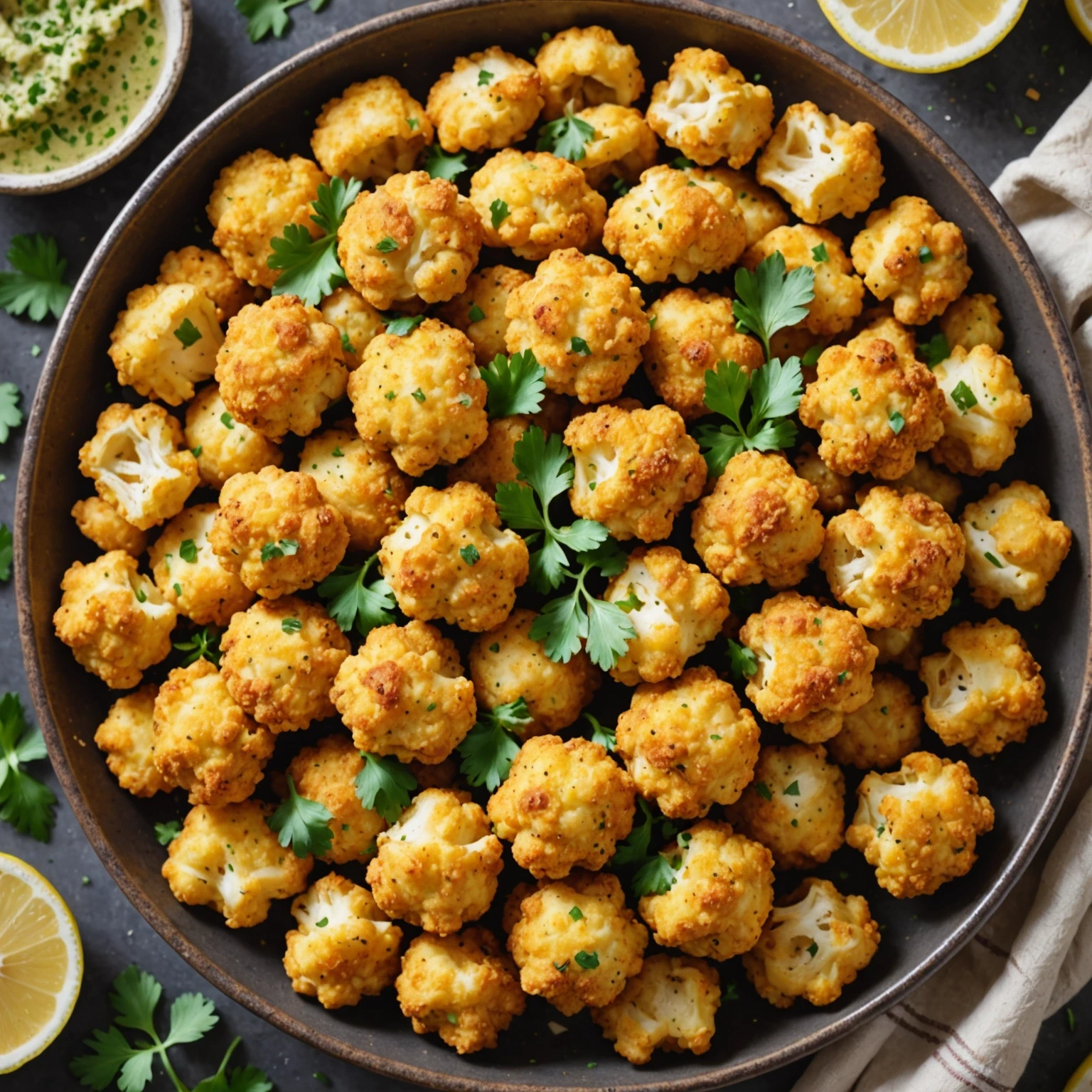 Air Fryer Keto Lemon Garlic Cauliflower Bites