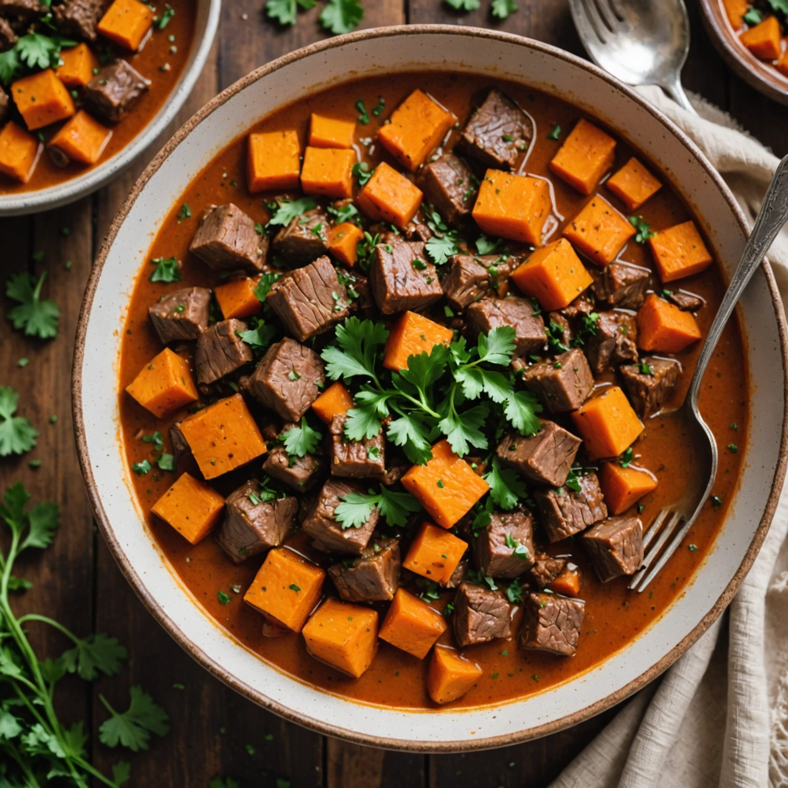 Air Fryer Paleo Spiced Beef and Sweet Potato Stew