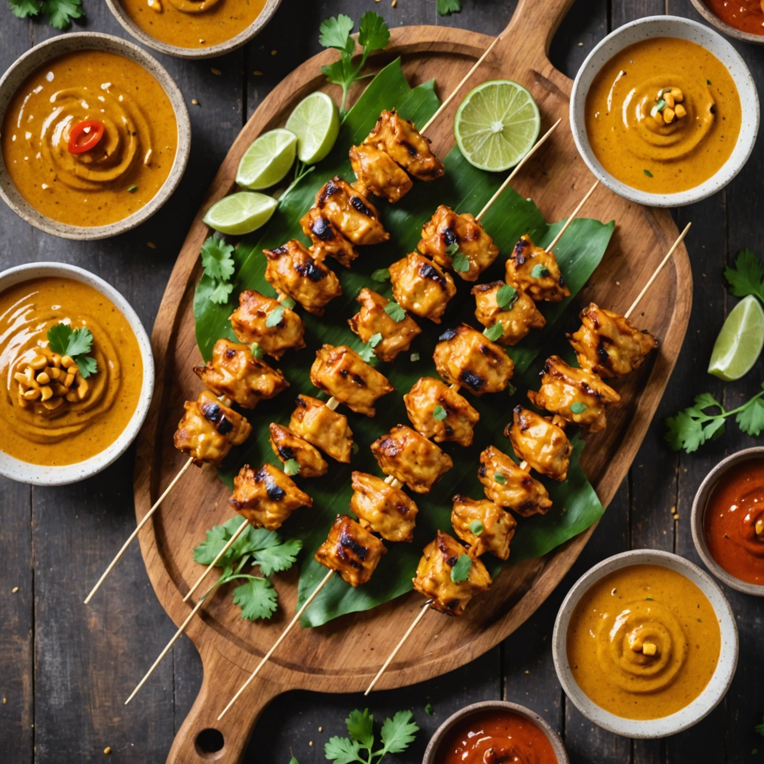 Air Fryer Chicken Satay Skewers with Peanut Dipping Sauce
