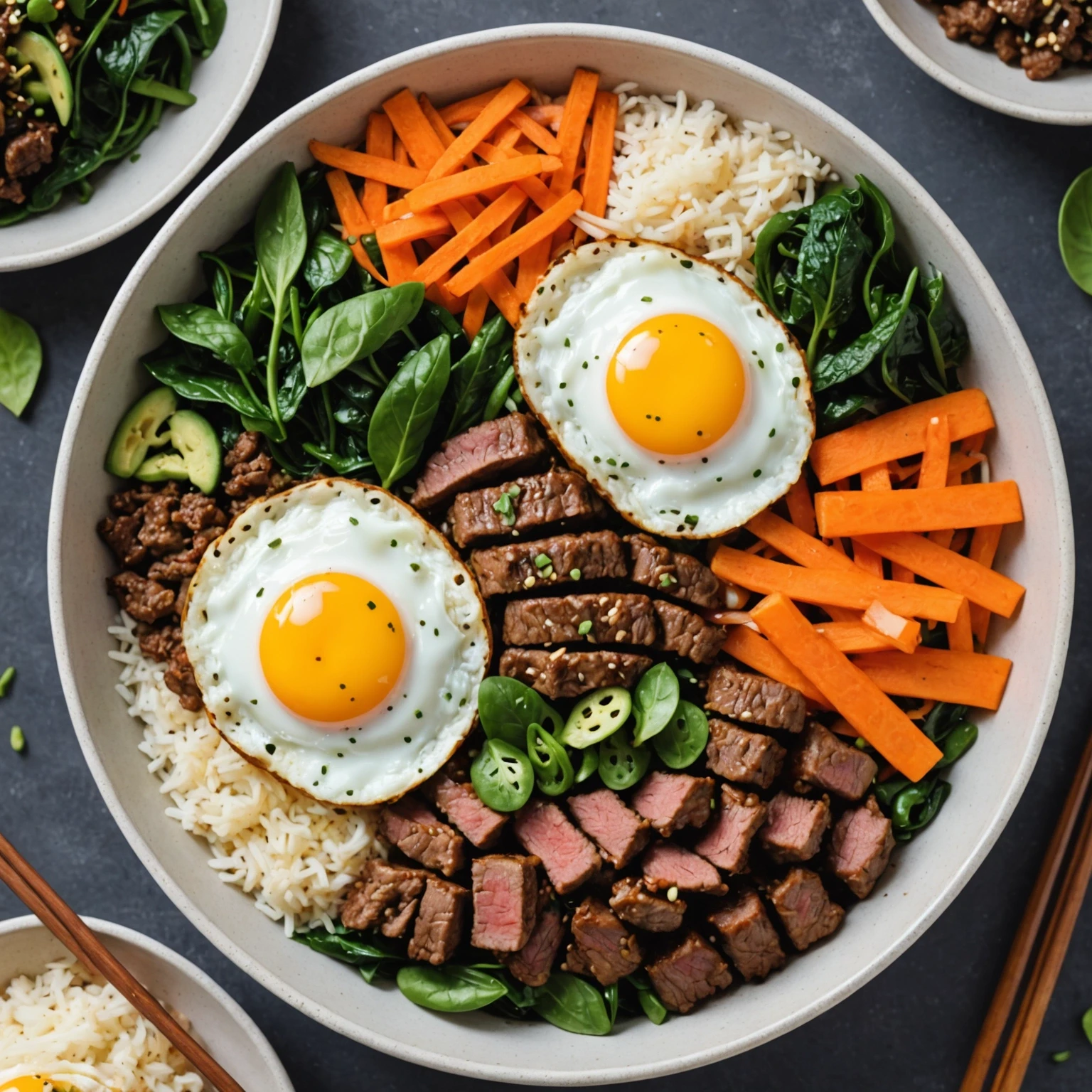 Air Fryer Korean Spiced Beef Bibimbap Bowls