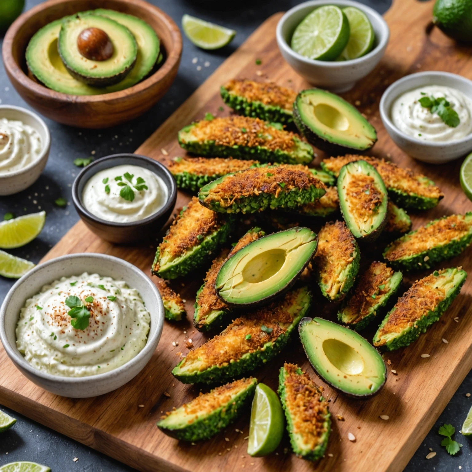 Air Fryer Low-Carb Crispy Avocado Fries with Chipotle Lime Dip