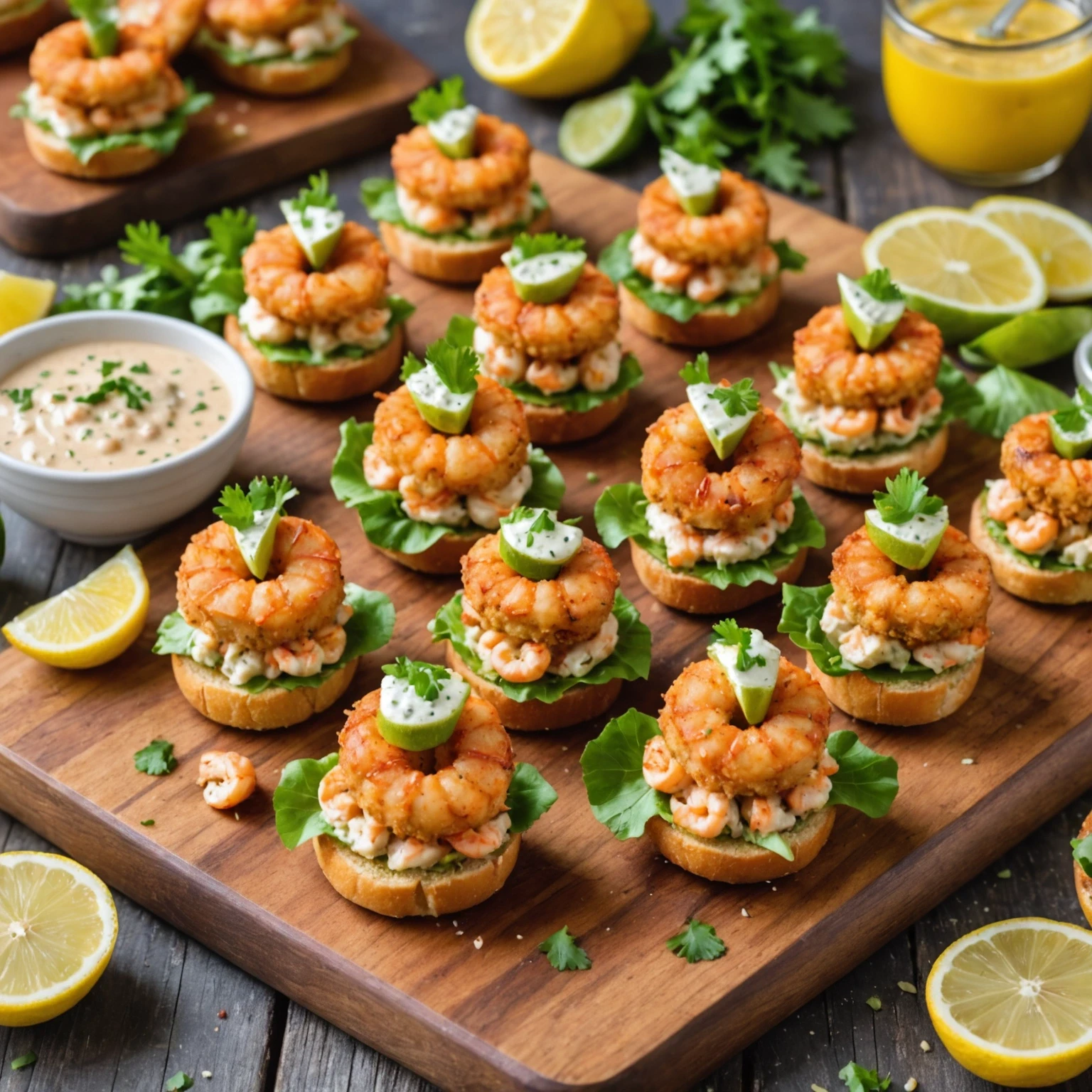 Air Fryer Spicy Cajun Shrimp Po' Boy Bites with Remoulade