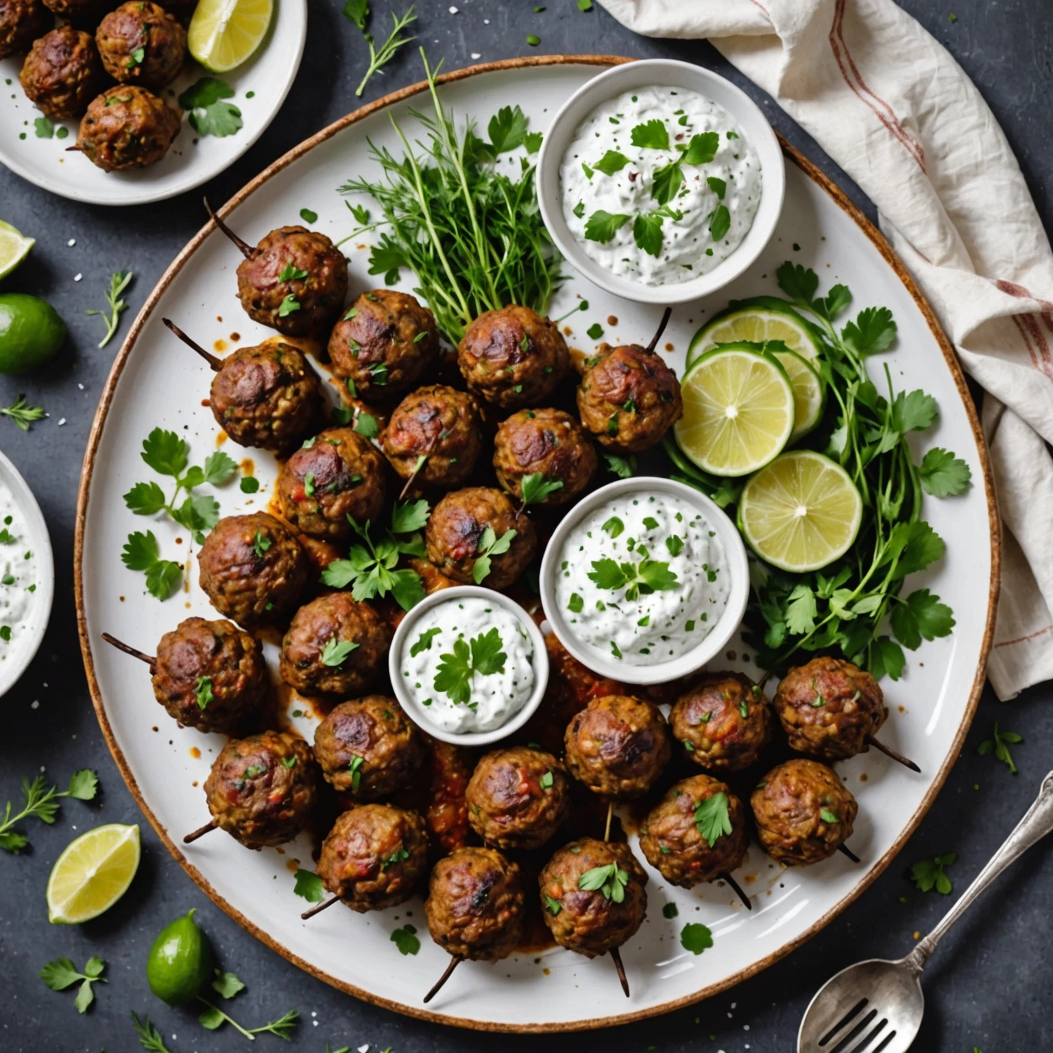 Air Fryer Paleo Spiced Lamb Koftas with Tzatziki