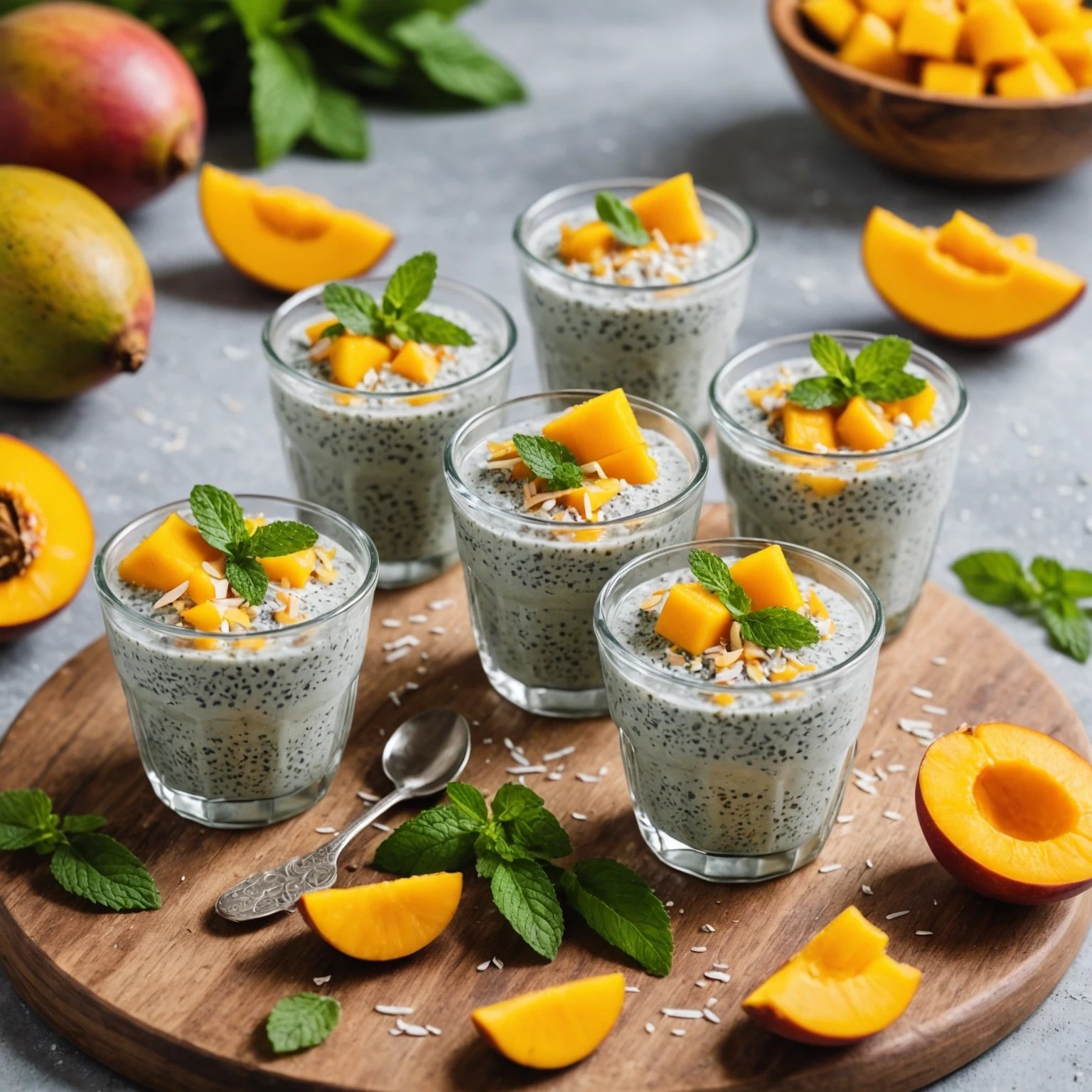 Air Fryer Vegan Coconut Mango Chia Seed Pudding Cups