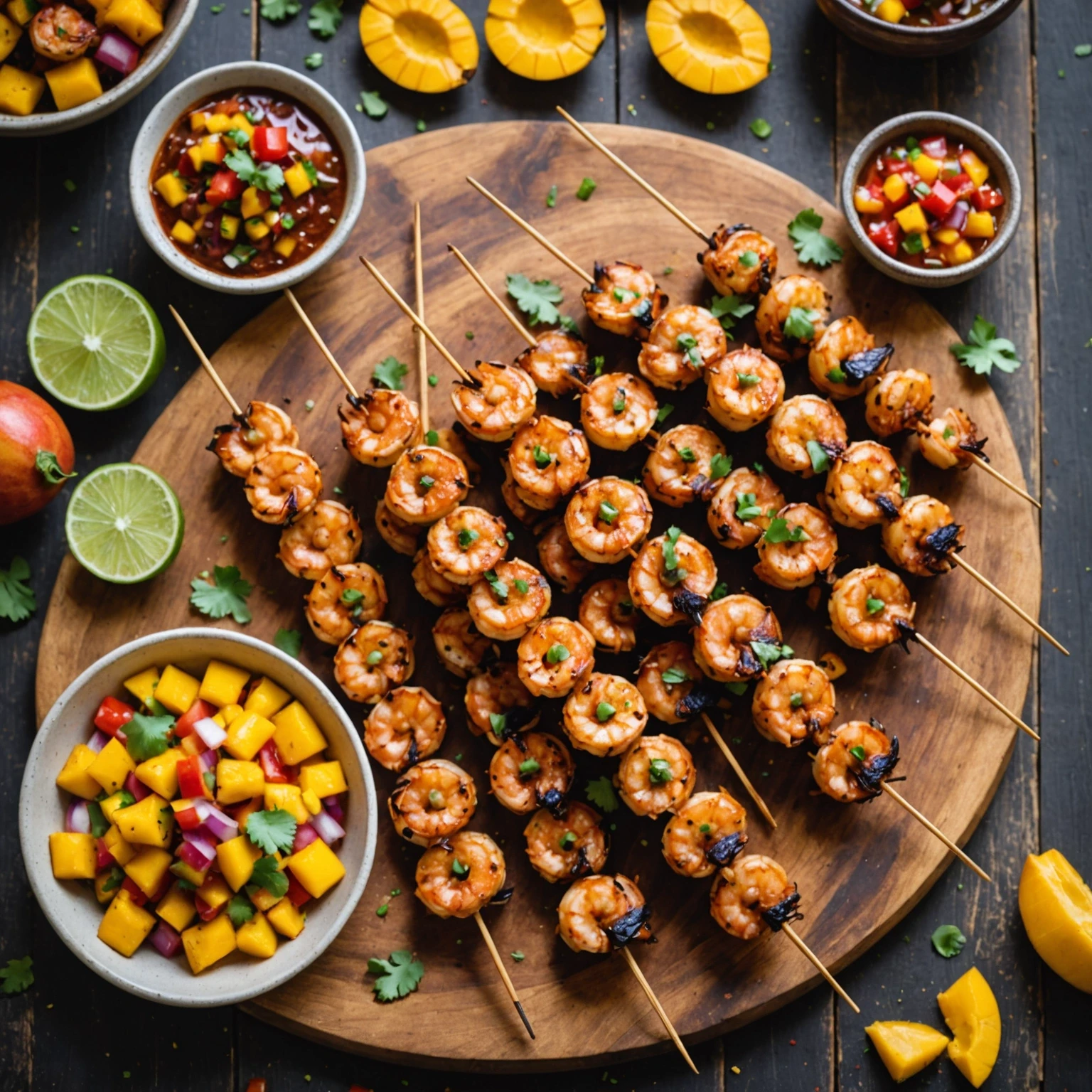 Air Fryer Spicy Caribbean Jerk Shrimp Skewers with Mango Salsa