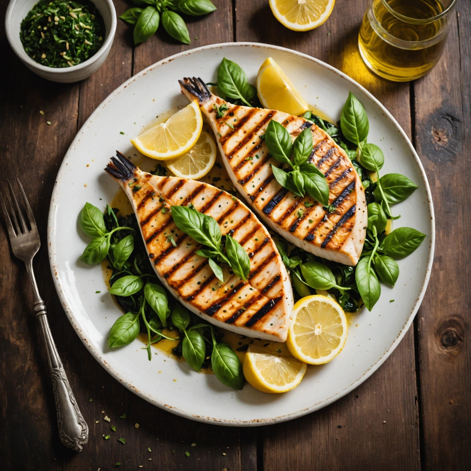 Air Fryer Lemon Basil Grilled Swordfish Steaks