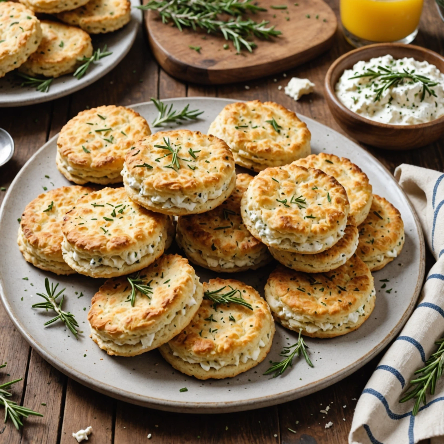 Air Fryer Mediterranean Savory Herb and Cheese Breakfast Biscuits