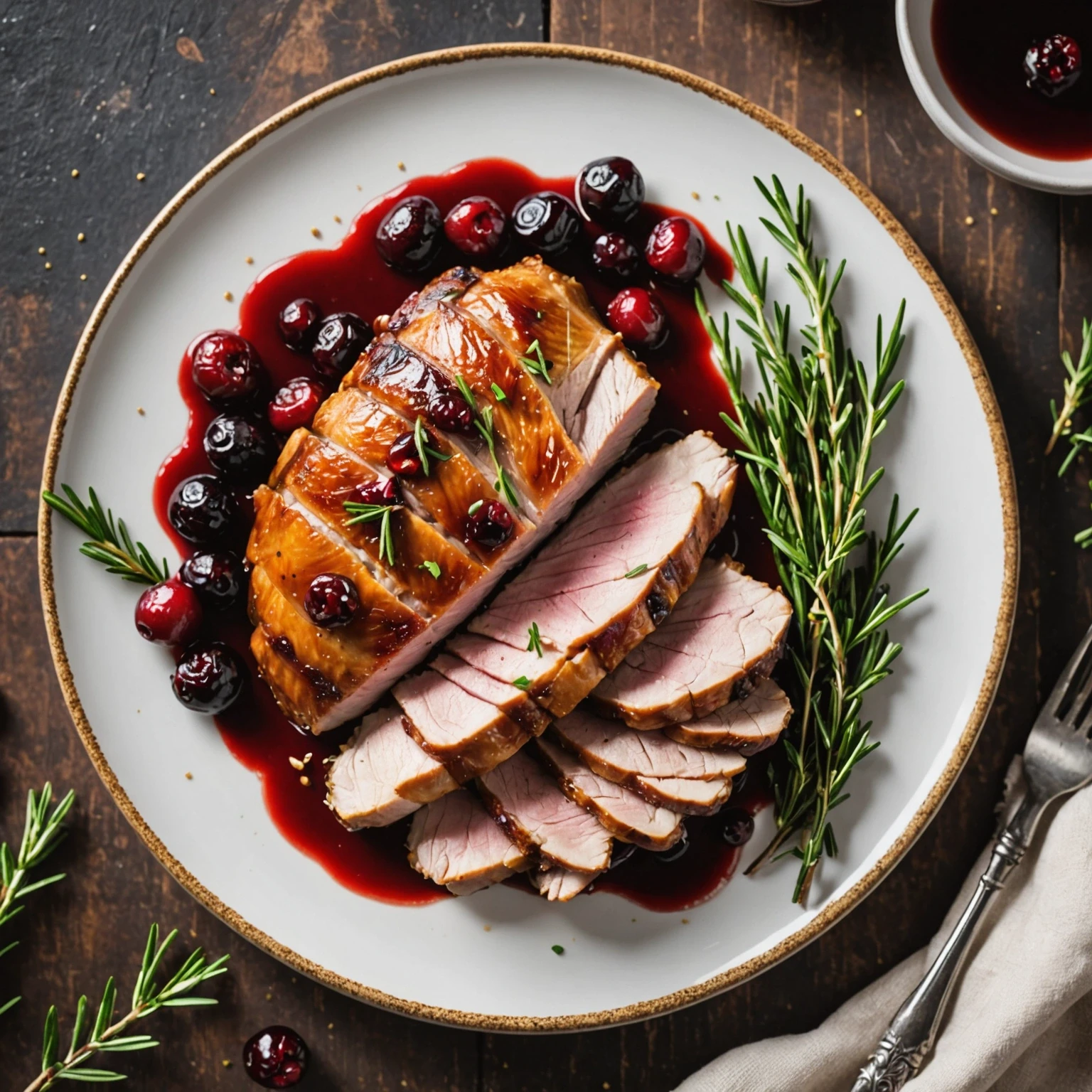 Air Fryer Holiday Herb and Garlic Roasted Duck Breast with Cranberry Glaze