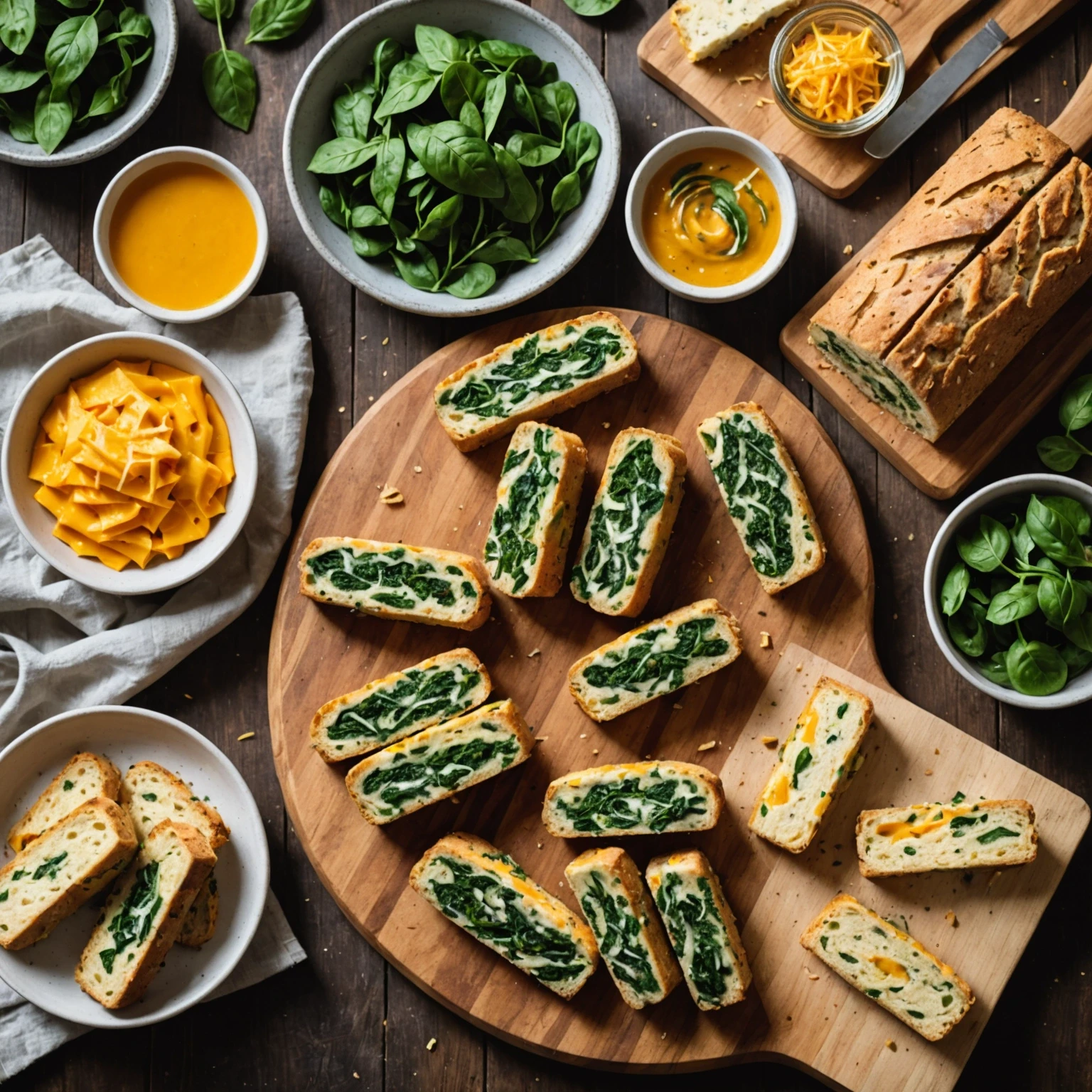 Air Fryer Savory Cheddar and Spinach Biscotti
