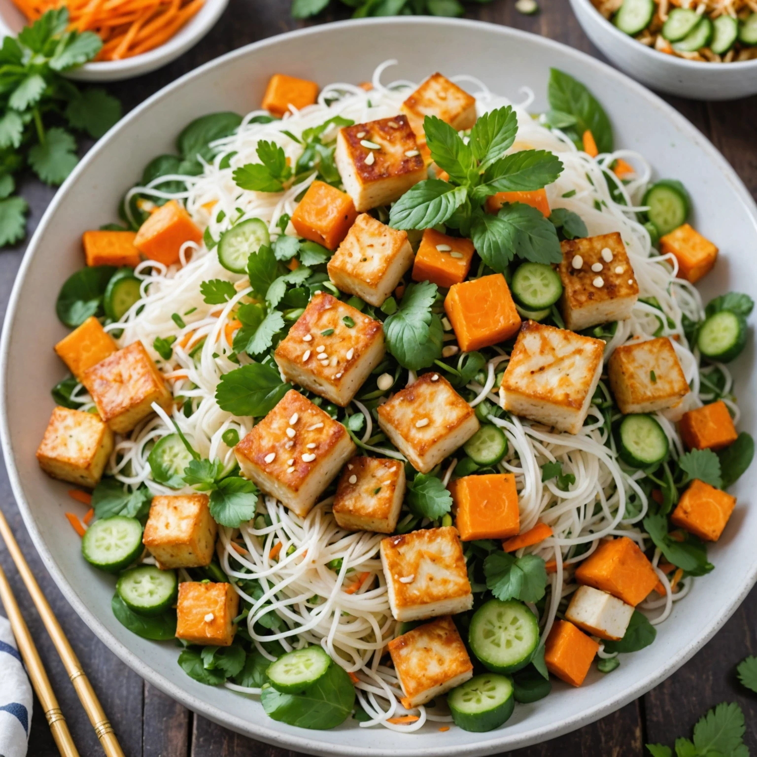 Air Fryer Vietnamese Lemongrass Tofu Vermicelli Salad