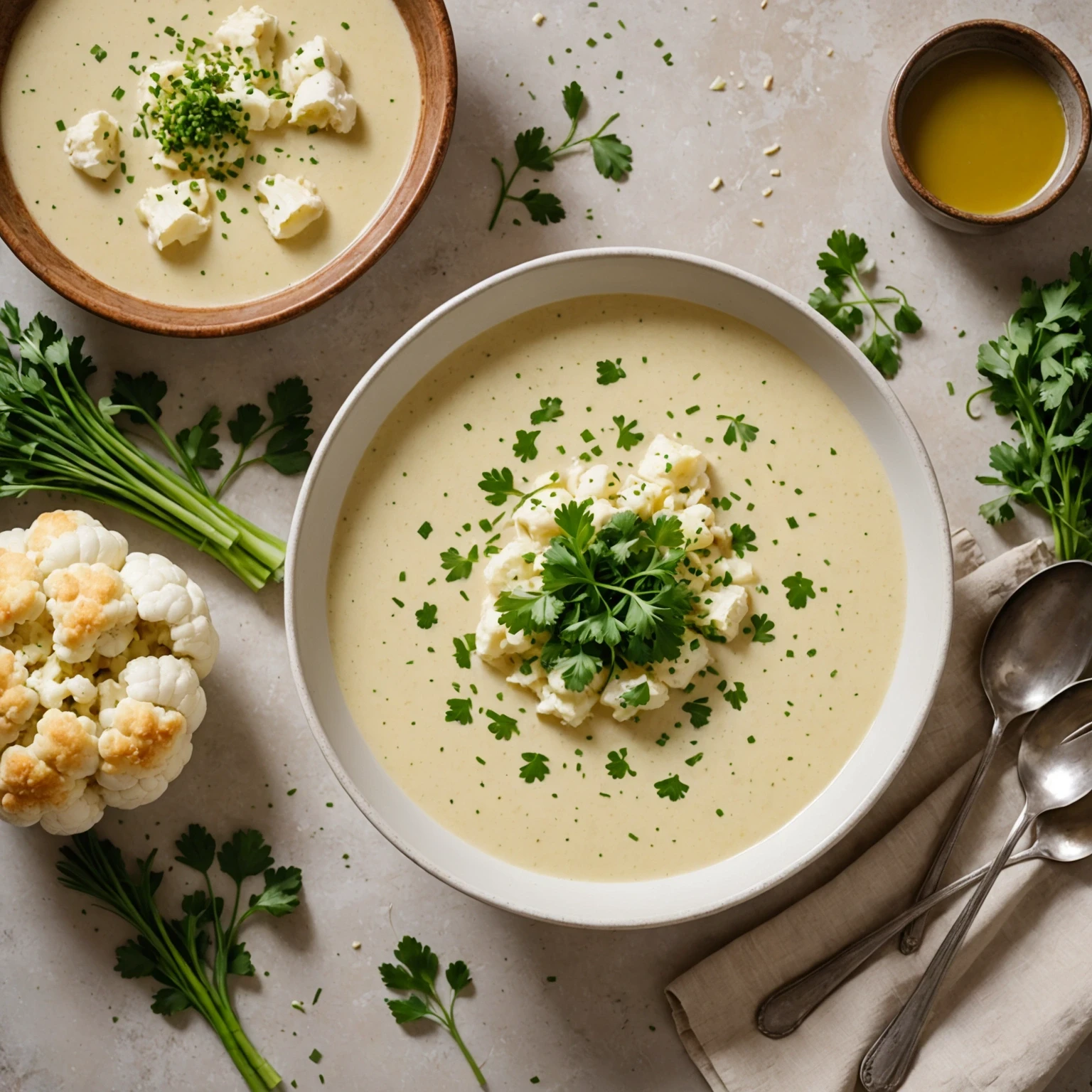 Air Fryer One-Pot Creamy Cauliflower and Leek Soup