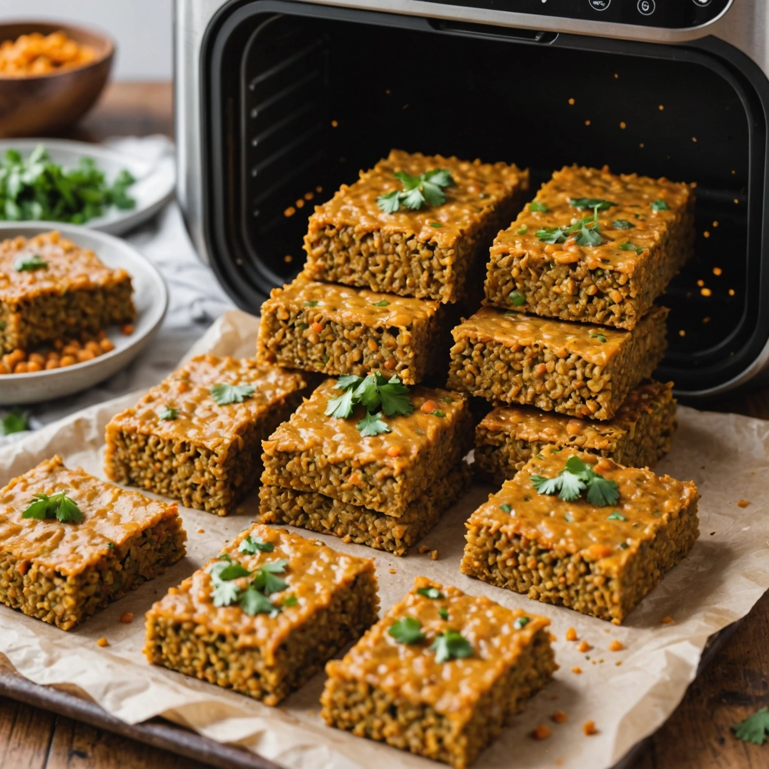 Air Fryer Vegetarian Coconut Curry Lentil Bars