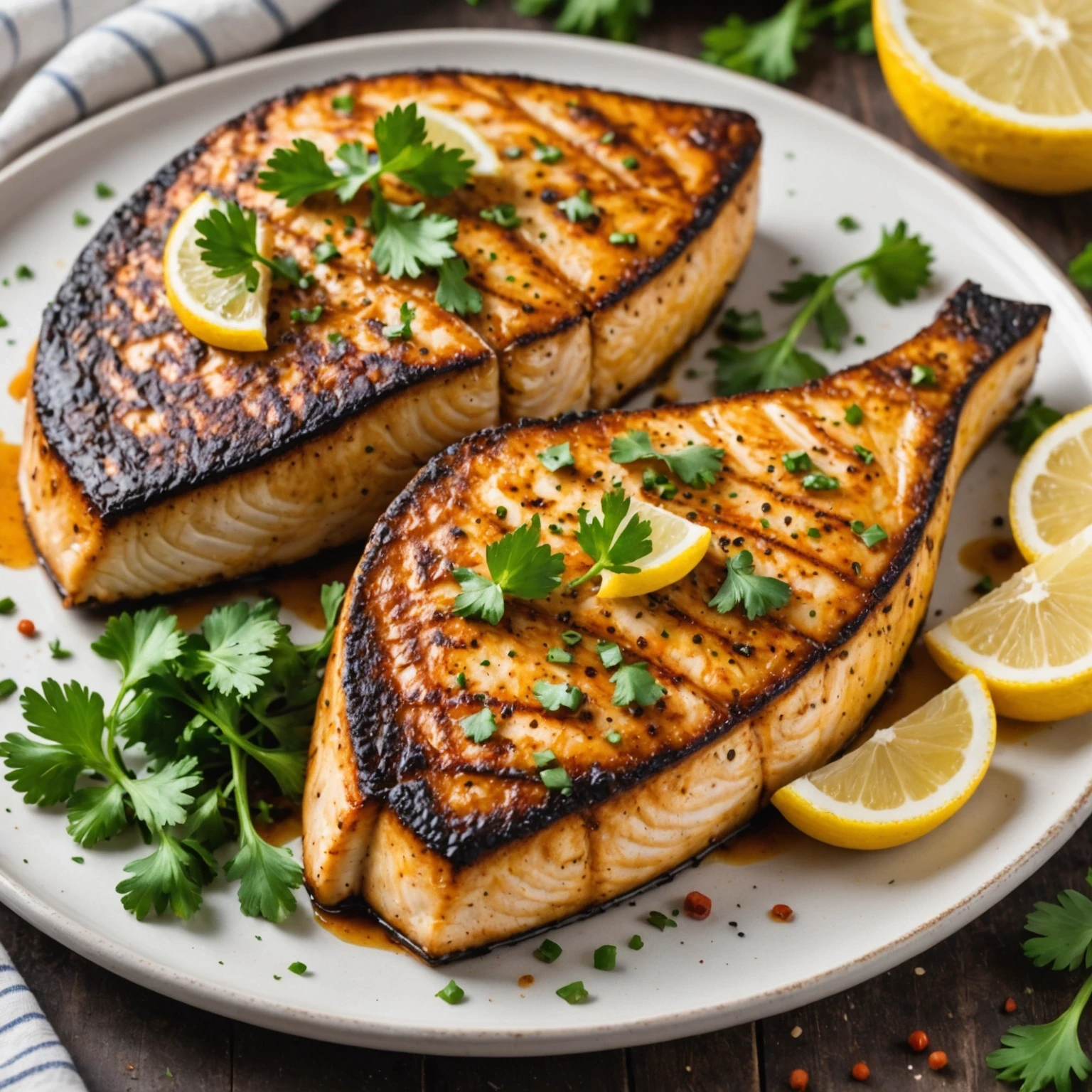 Air Fryer Ketogenic Spicy Cajun Grilled Swordfish Steaks
