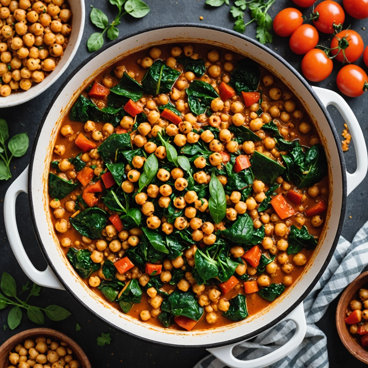 Air Fryer One-Pot Mediterranean Chickpea and Spinach Stew