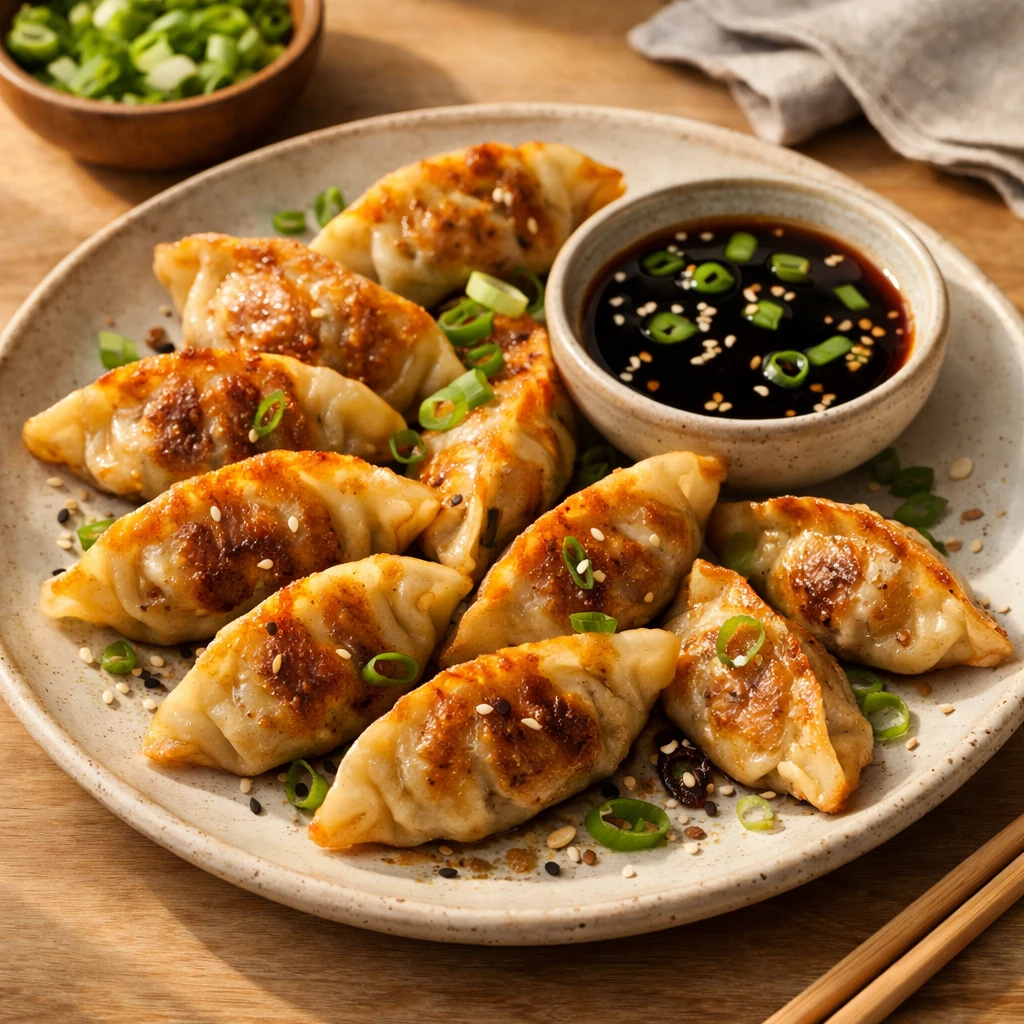 Air Fryer Asian-Inspired Tofu and Shiitake Potsticker Dumplings
