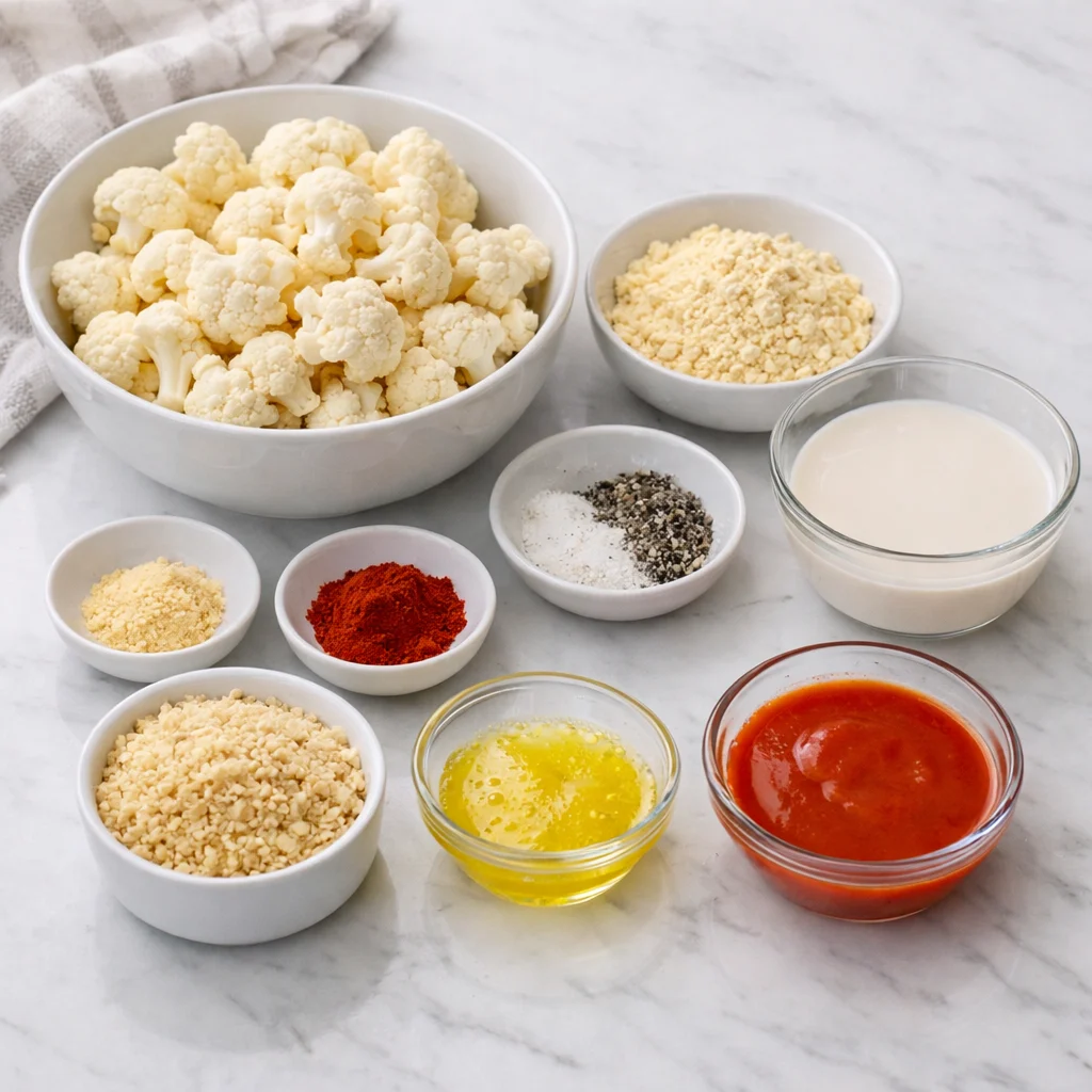 Ingredients for Air Fryer Crispy Buffalo Cauliflower Bites