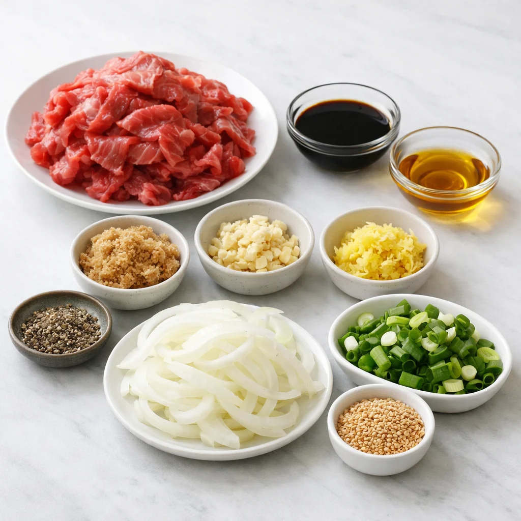 Ingredients for Air Fryer Korean Bulgogi Beef Bowls