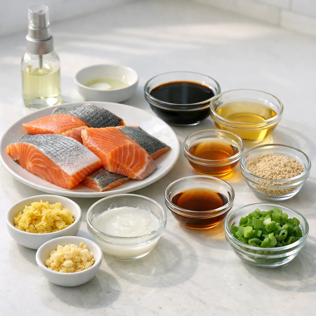 Ingredients for Air Fryer Teriyaki Glazed Salmon