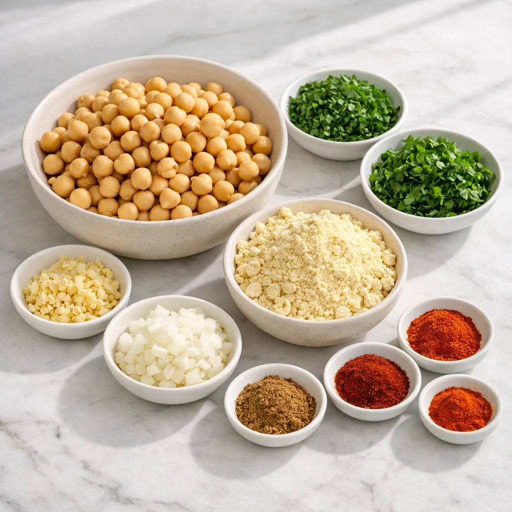 Ingredients for Air Fryer Crispy Greek Chickpea Falafel