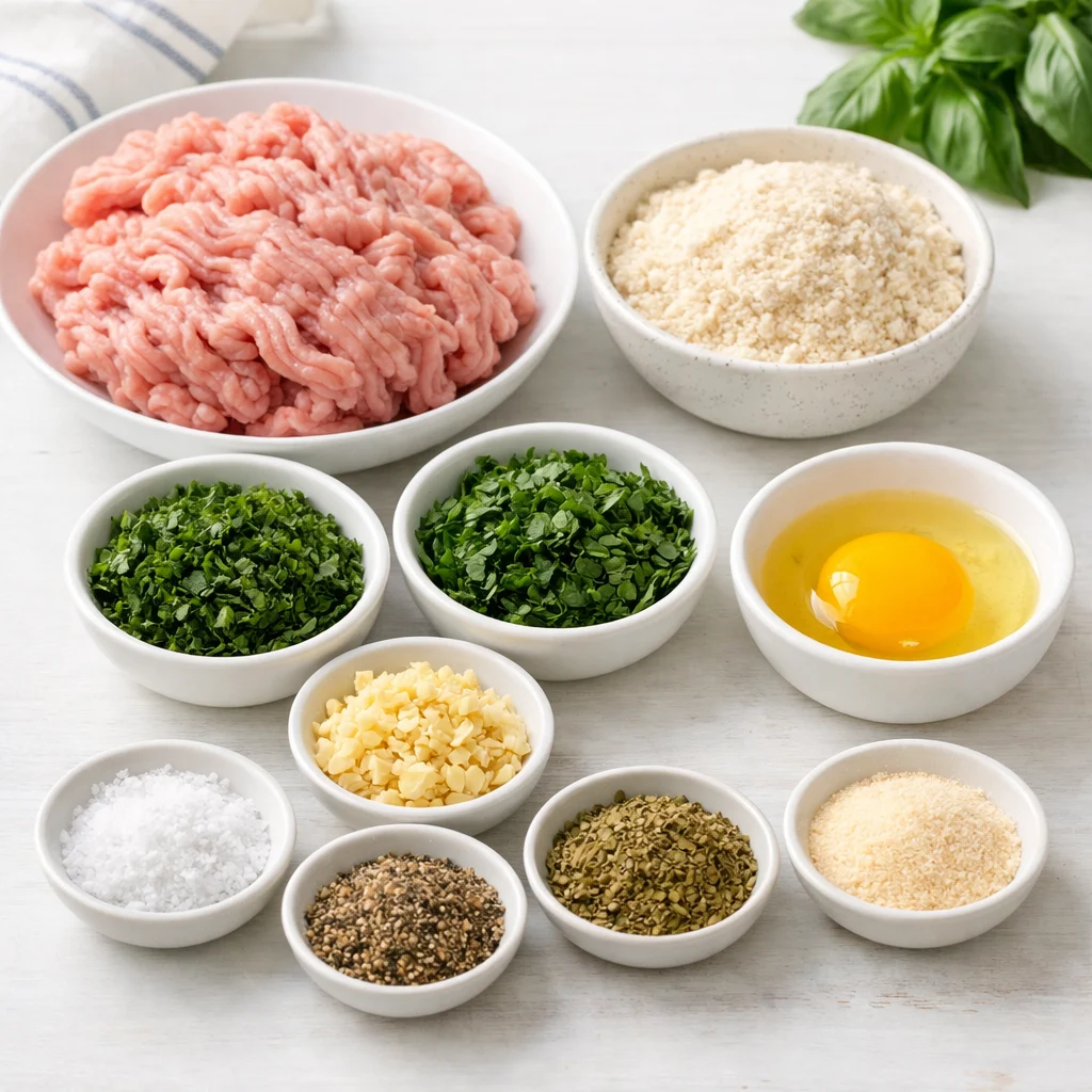 Ingredients for Air Fryer Crispy Herb-Crusted Turkey Meatballs