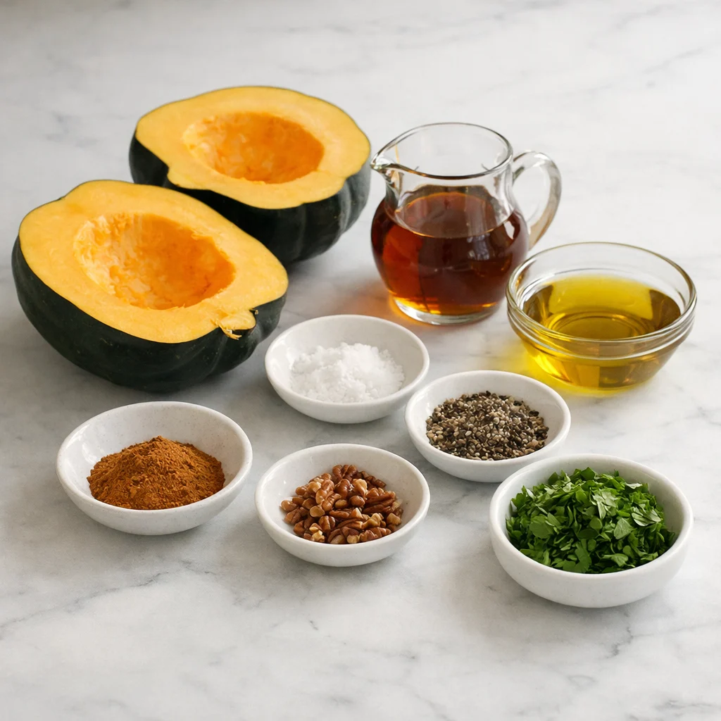 Ingredients for Air Fryer Maple Cinnamon Roasted Acorn Squash
