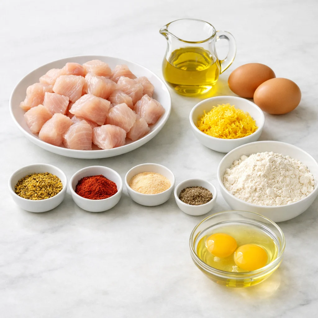 Ingredients for Air Fryer Lemon Pepper Catfish Nuggets