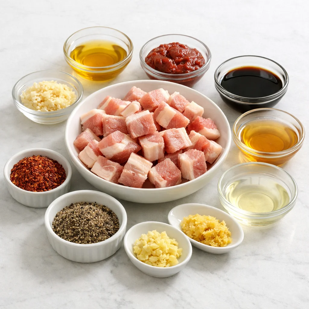 Ingredients for Air Fryer Crispy Korean-Style Spicy Pork Belly Bites