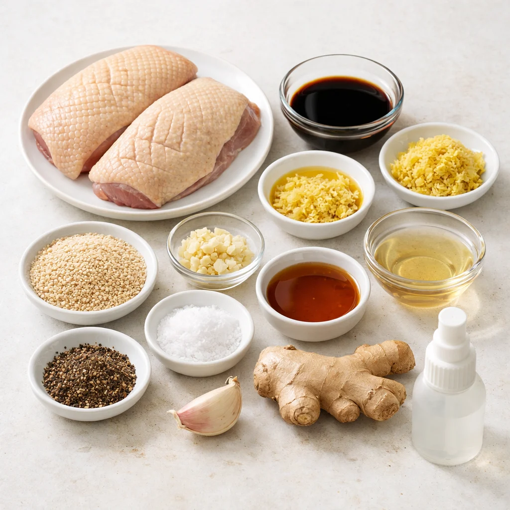 Ingredients for Air Fryer Sesame Ginger Glazed Duck Breast