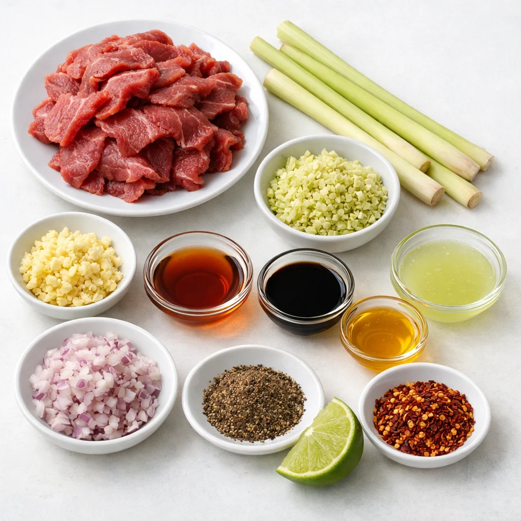 Ingredients for Air Fryer Vietnamese Lemongrass Beef Skewers