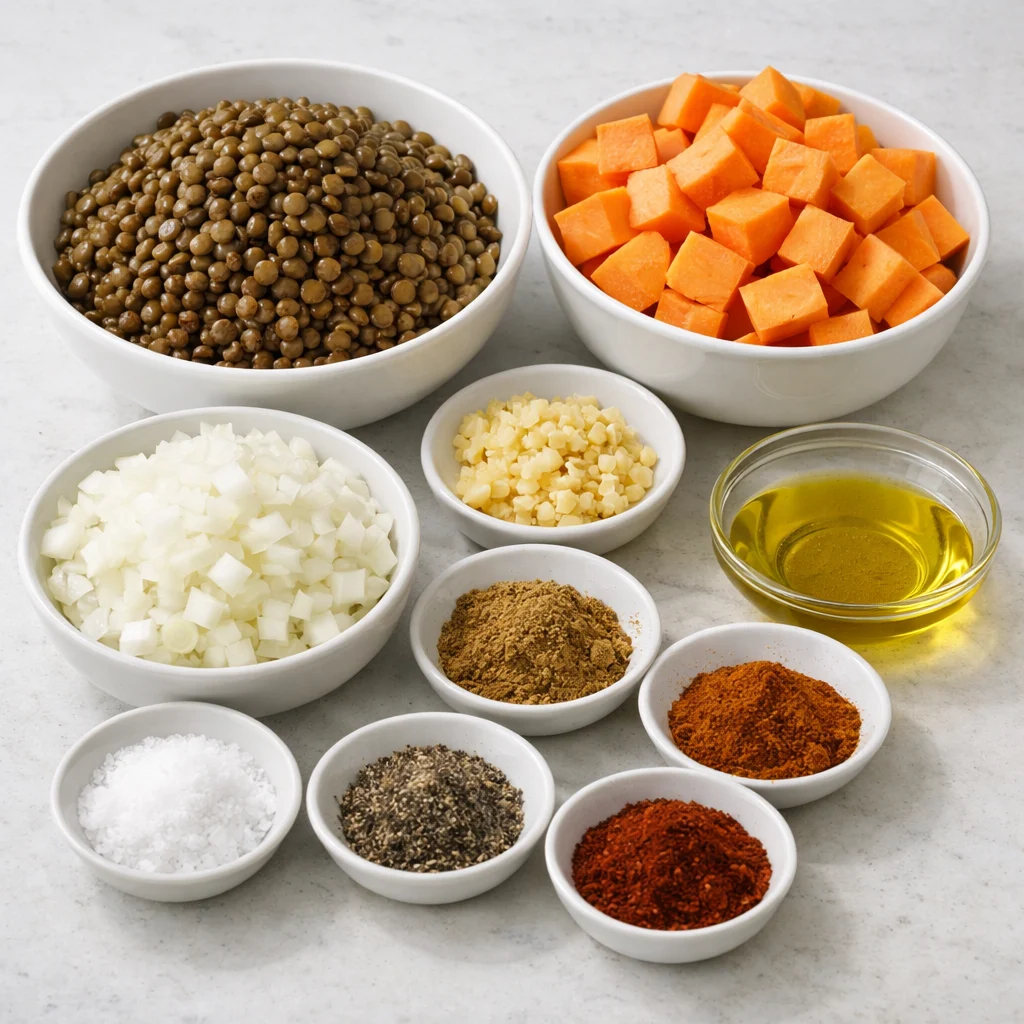 Ingredients for Air Fryer Spiced Lentil and Sweet Potato Empanadas